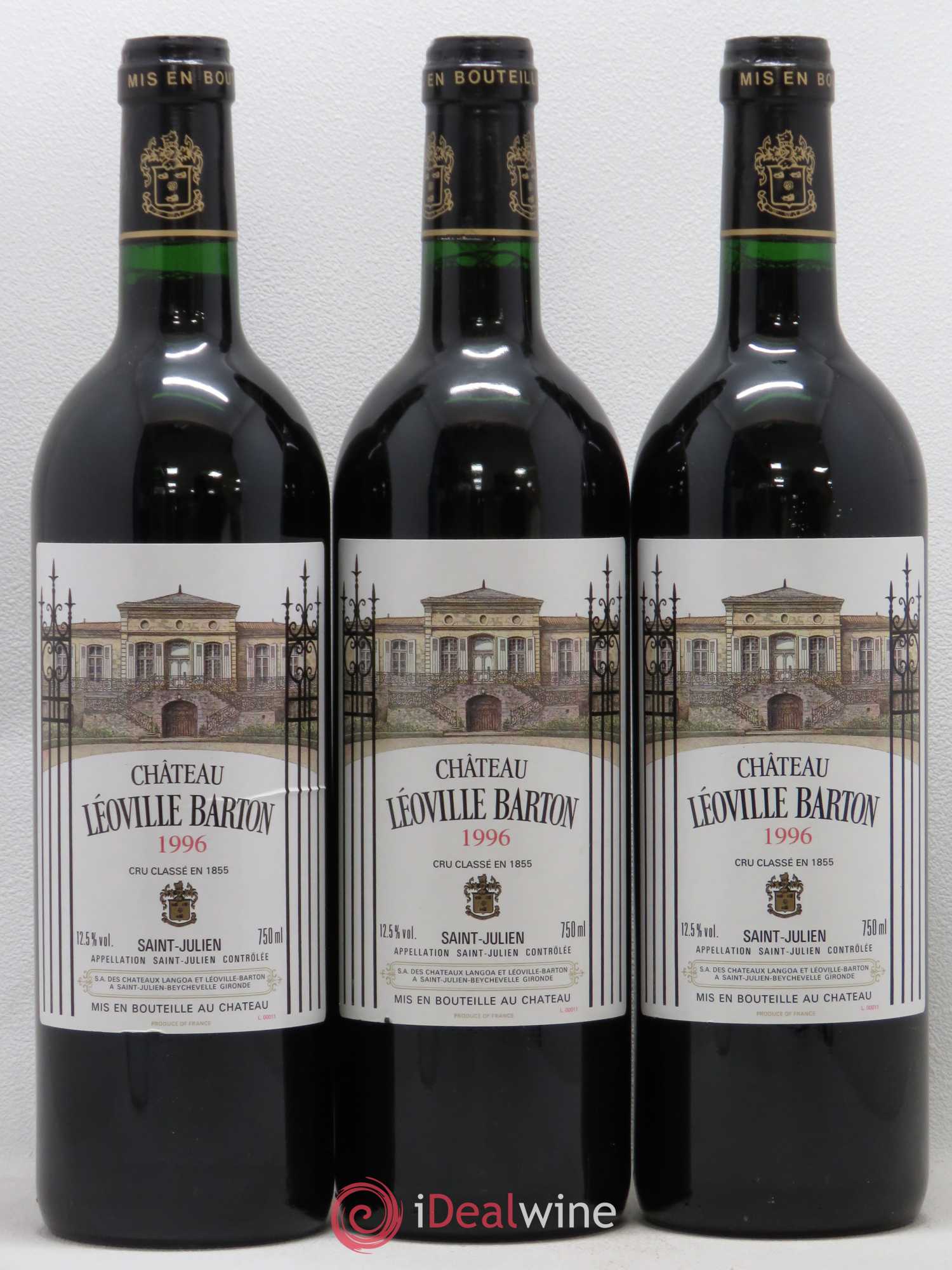 Château Léoville Barton 2ème Grand Cru Classé 1996 - Lot de 3 bouteilles - 0