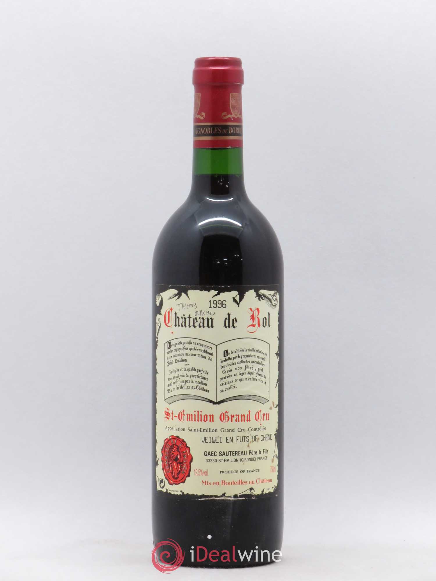 Saint-Émilion Château de Rol 1996 - Lot de 1 bouteille - 0