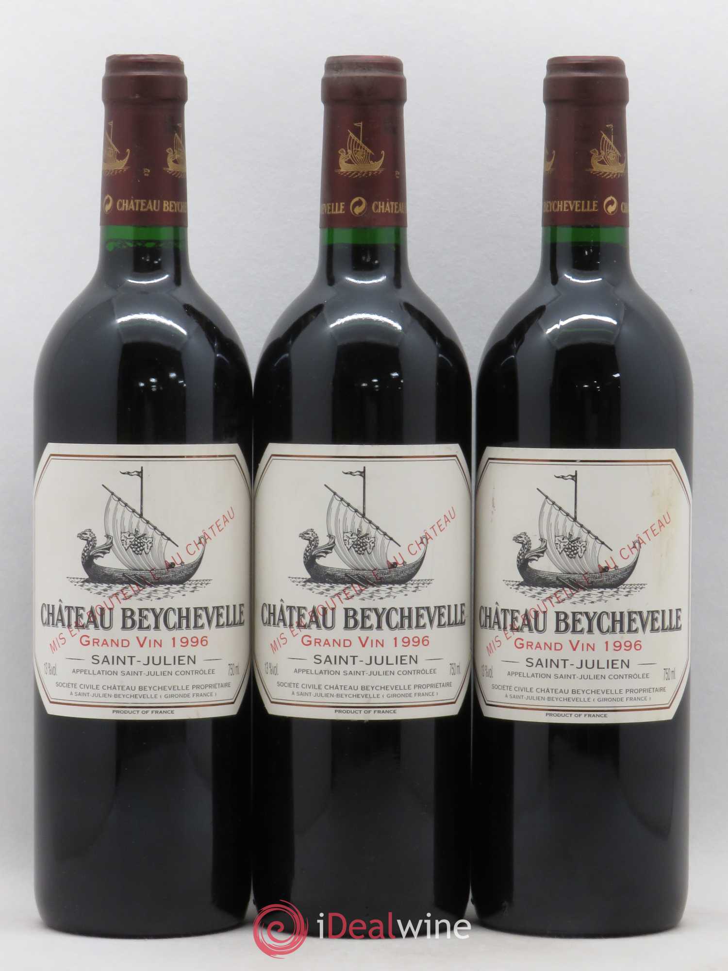 Château Beychevelle 4ème Grand Cru Classé 1996 - Lot de 3 bouteilles - 0