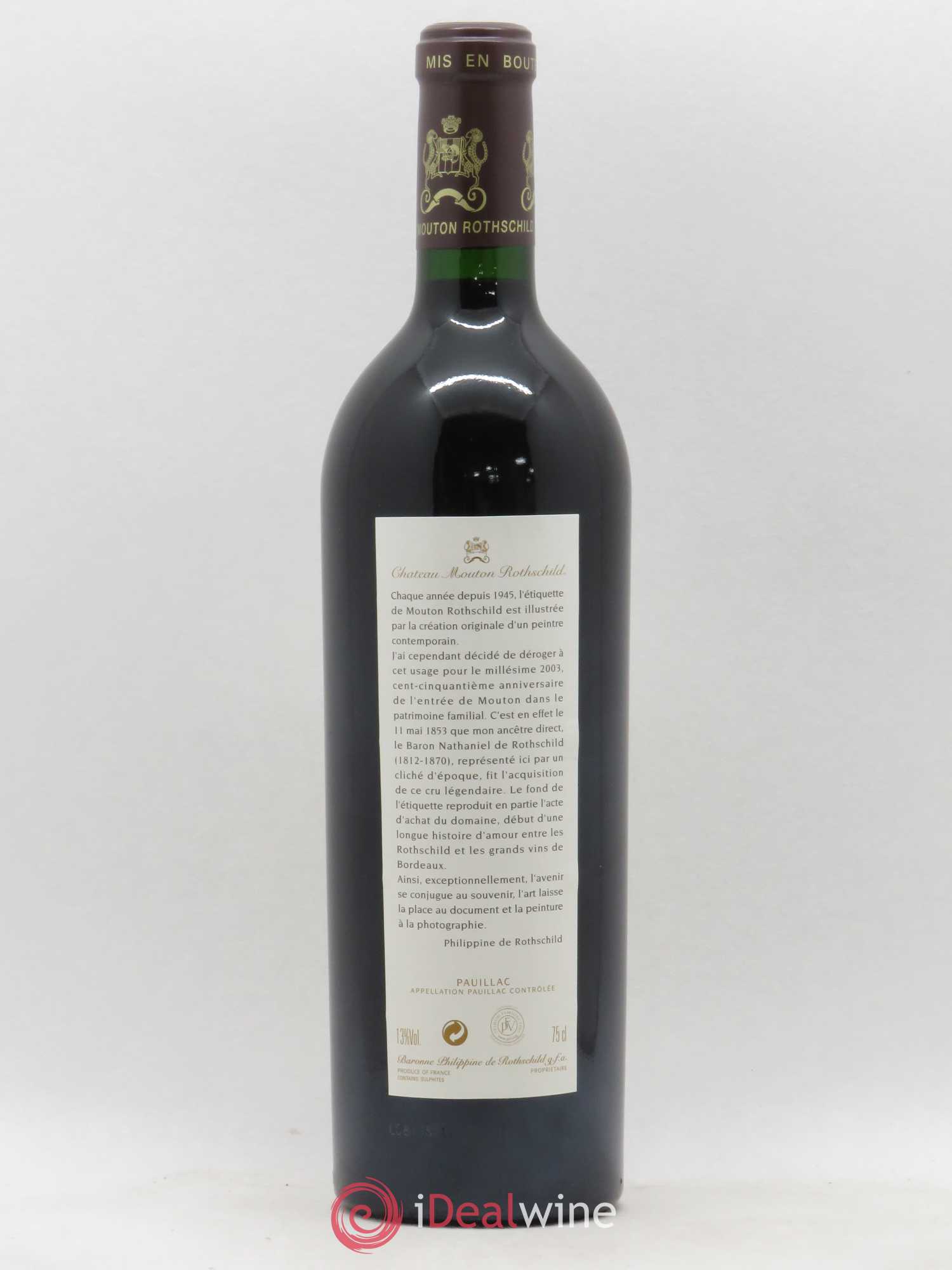 Château Mouton Rothschild 1er Grand Cru Classé 2003 - Lot de 1 bouteille - 1