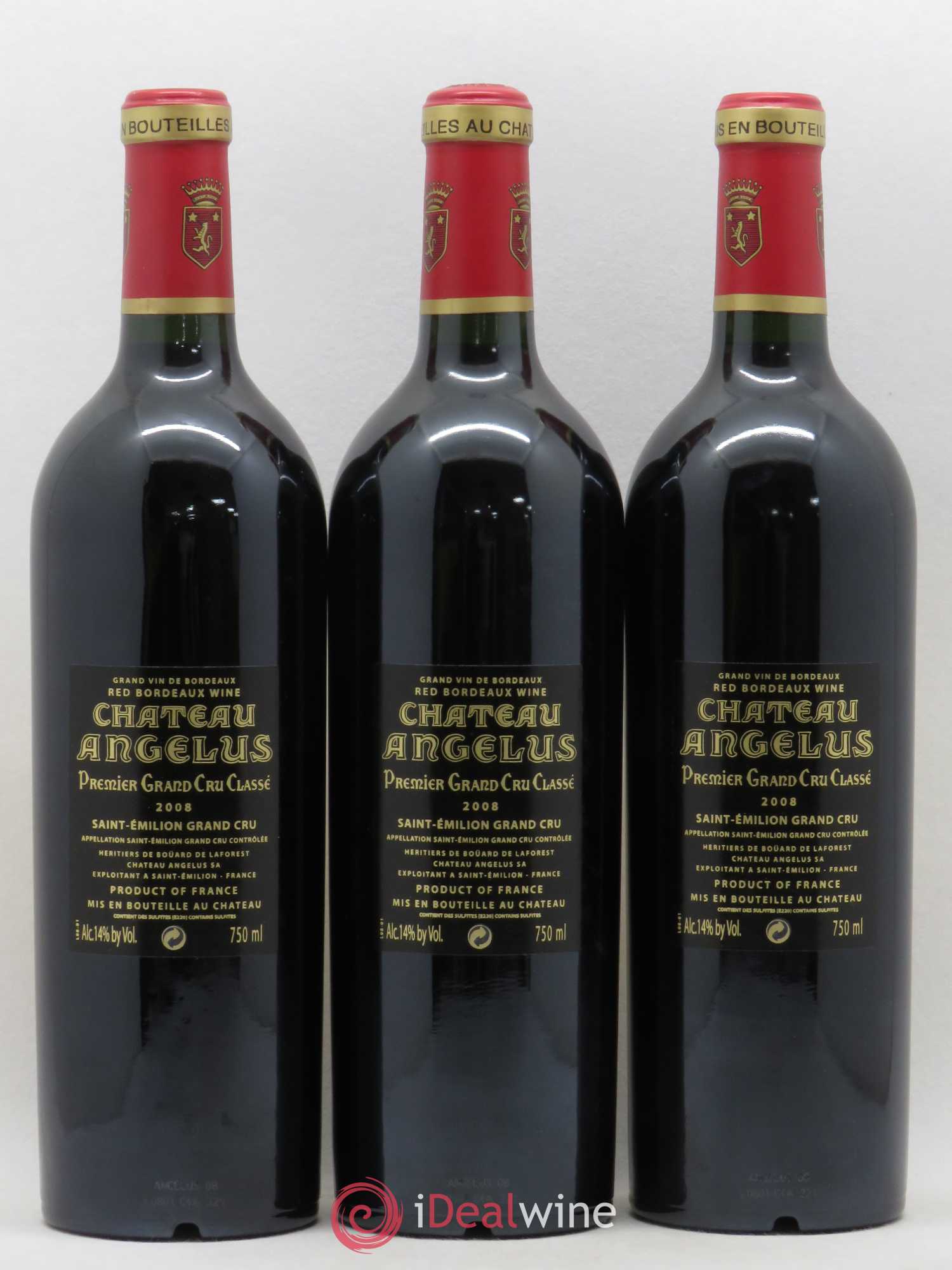 Château Angélus 1er Grand Cru Classé A 2008 - Lot de 3 bouteilles - 1