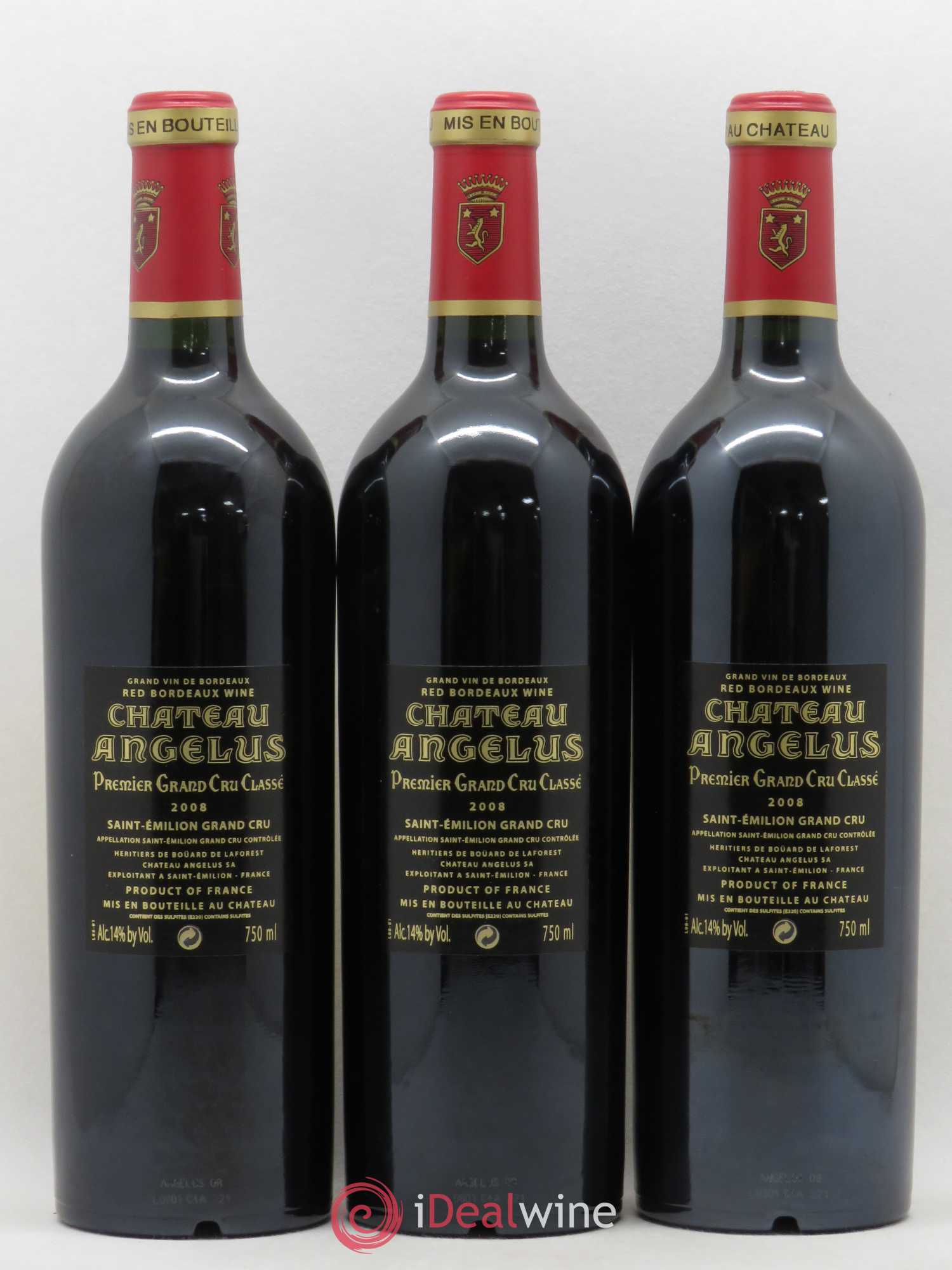 Château Angélus 1er Grand Cru Classé A 2008 - Lot de 3 bouteilles - 1