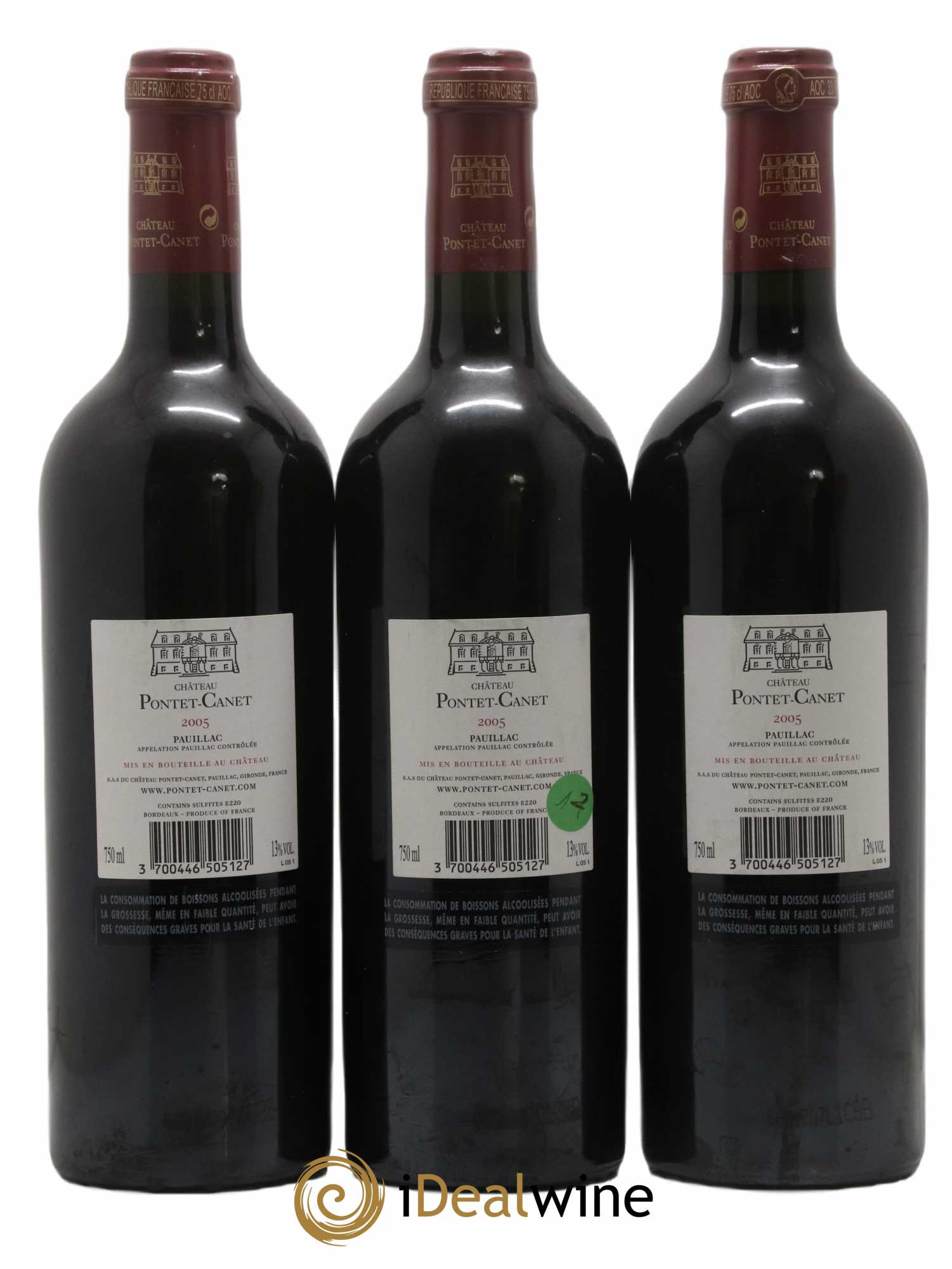Château Pontet Canet 5ème Grand Cru Classé 2005 - Lot de 3 bouteilles - 1