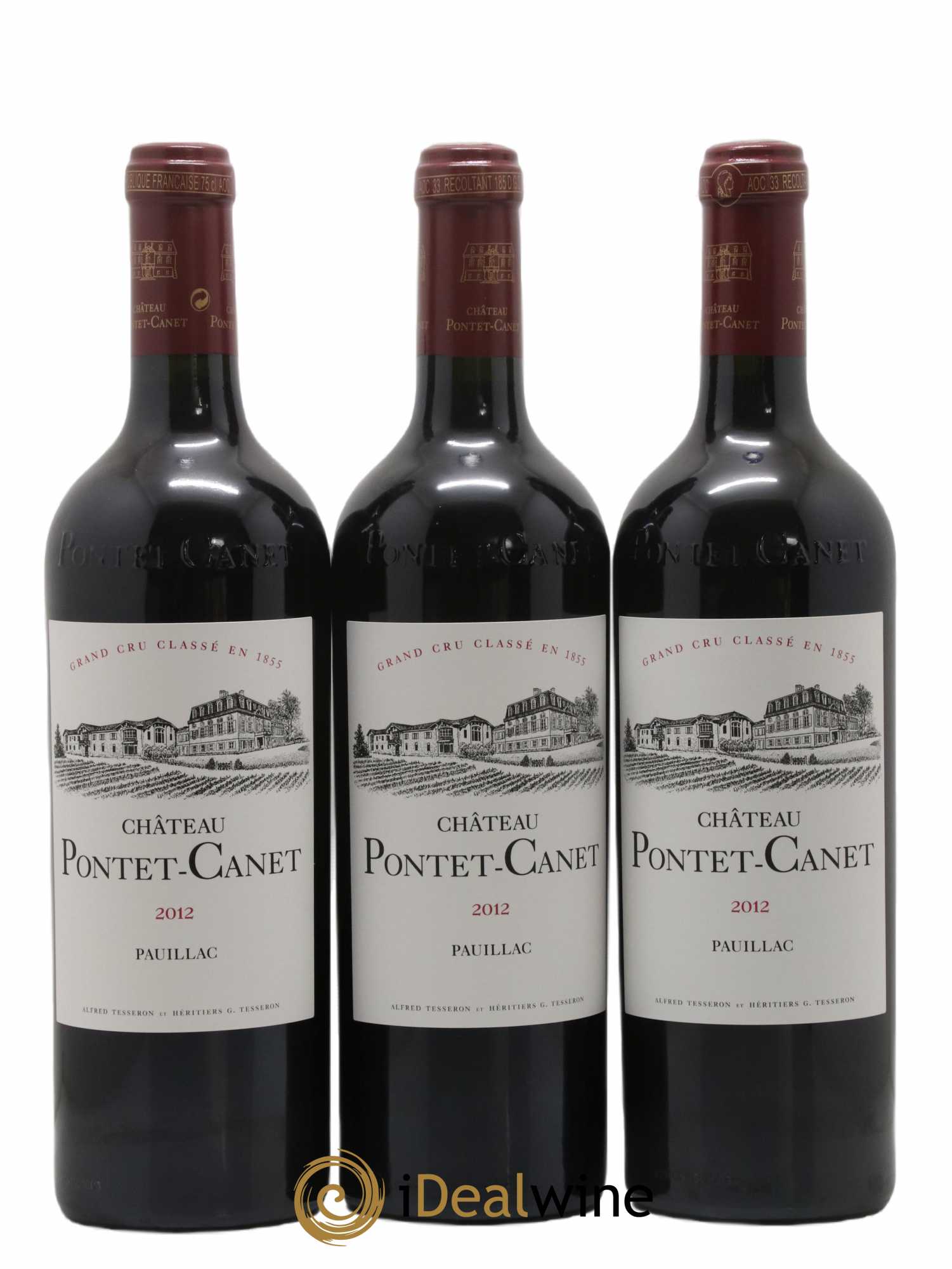 Château Pontet Canet 5ème Grand Cru Classé 2012 - Lot de 3 bouteilles - 0