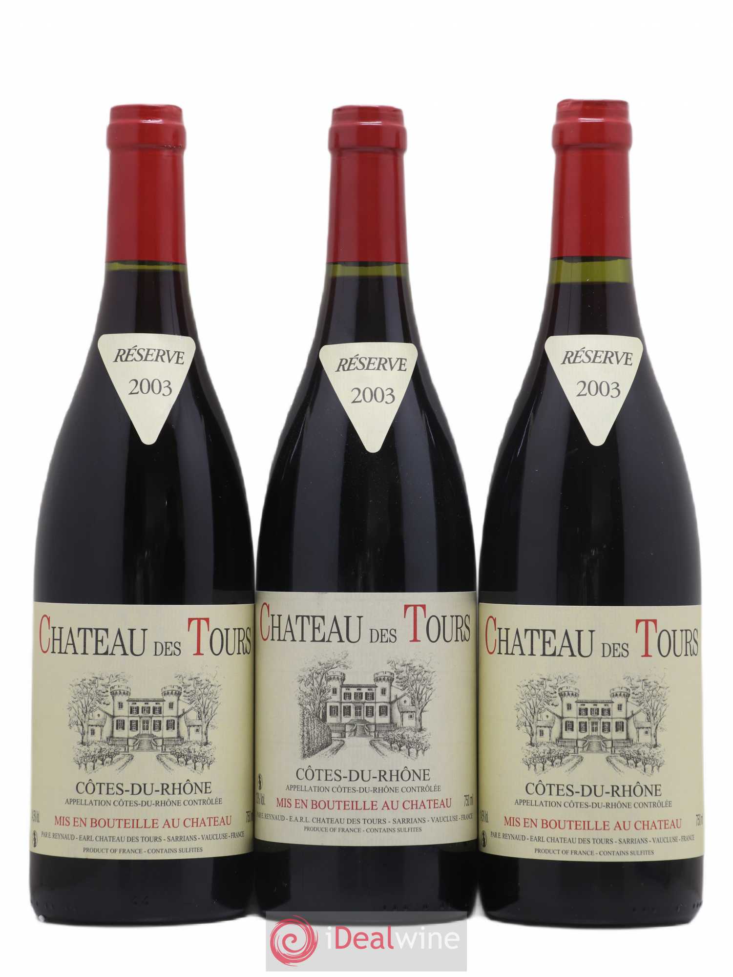 Côtes-du-Rhône Château des Tours Emmanuel Reynaud 2003 - Lot de 3 bouteilles - 0
