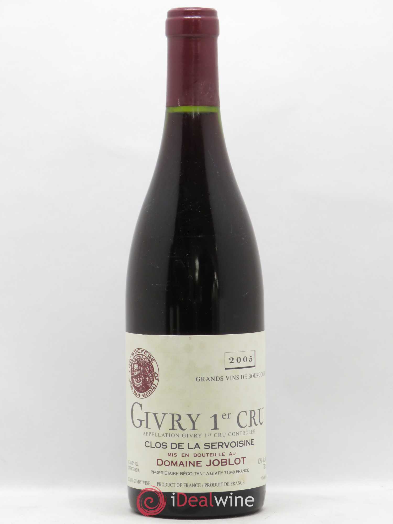 Givry 1er Cru Servoisine Joblot (Domaine) 2005 - Lot de 1 bouteille - 0