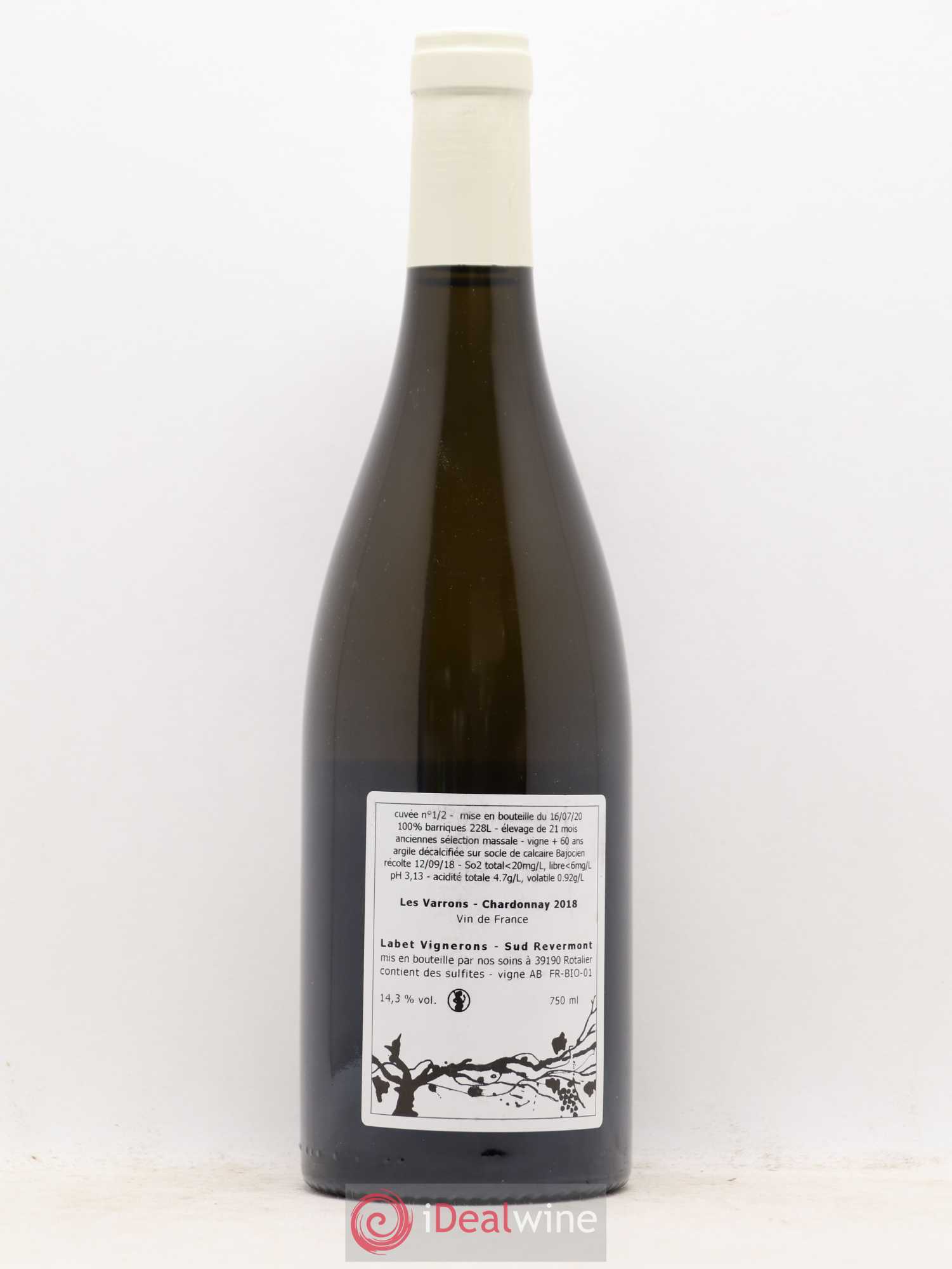 Côtes du Jura Chardonnay Les Varrons Romain - Julien - Charline Labet 2018 - Lot de 1 bouteille - 1
