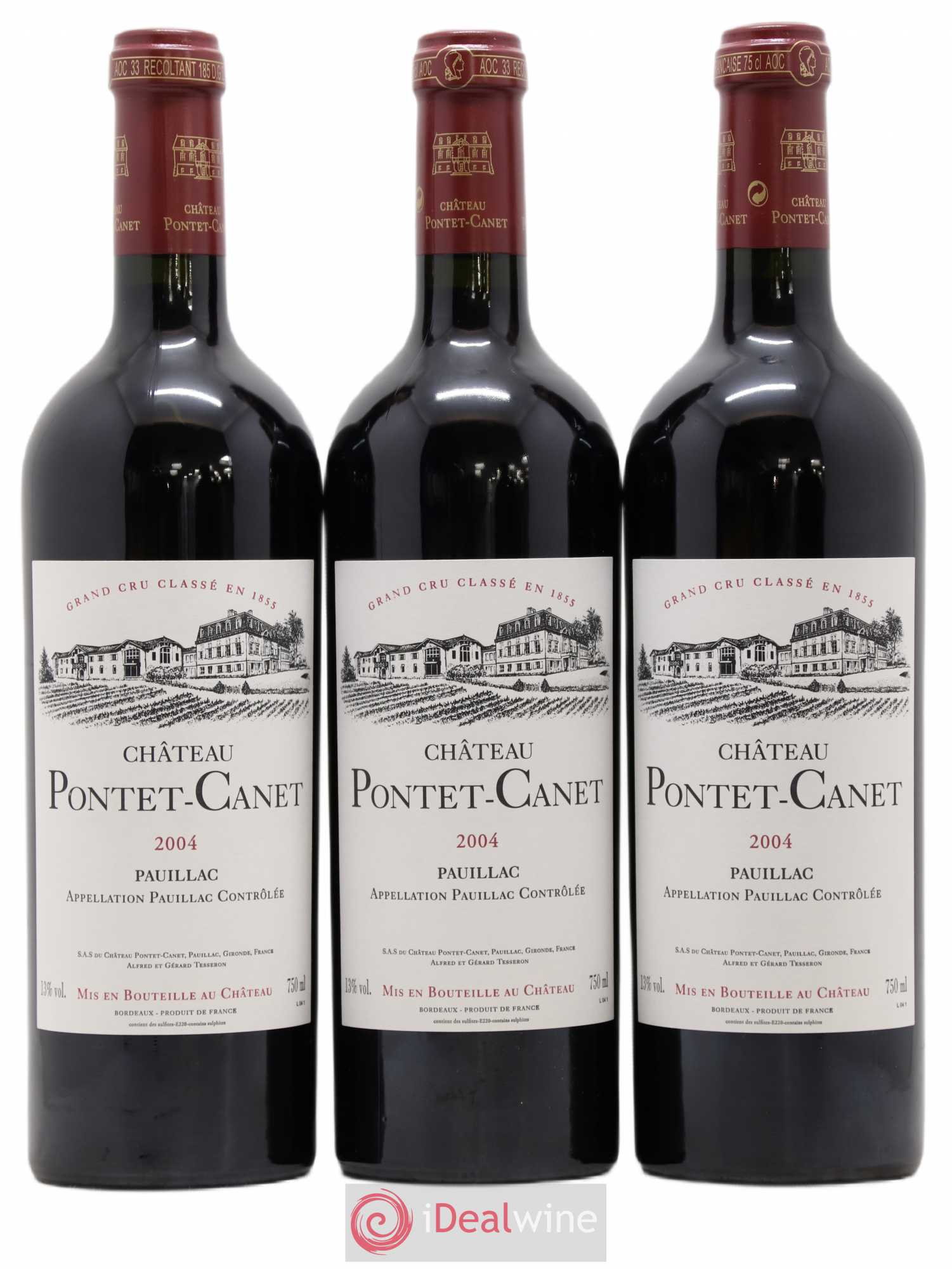 Château Pontet Canet 5ème Grand Cru Classé 2004 - Lot de 3 bouteilles - 0