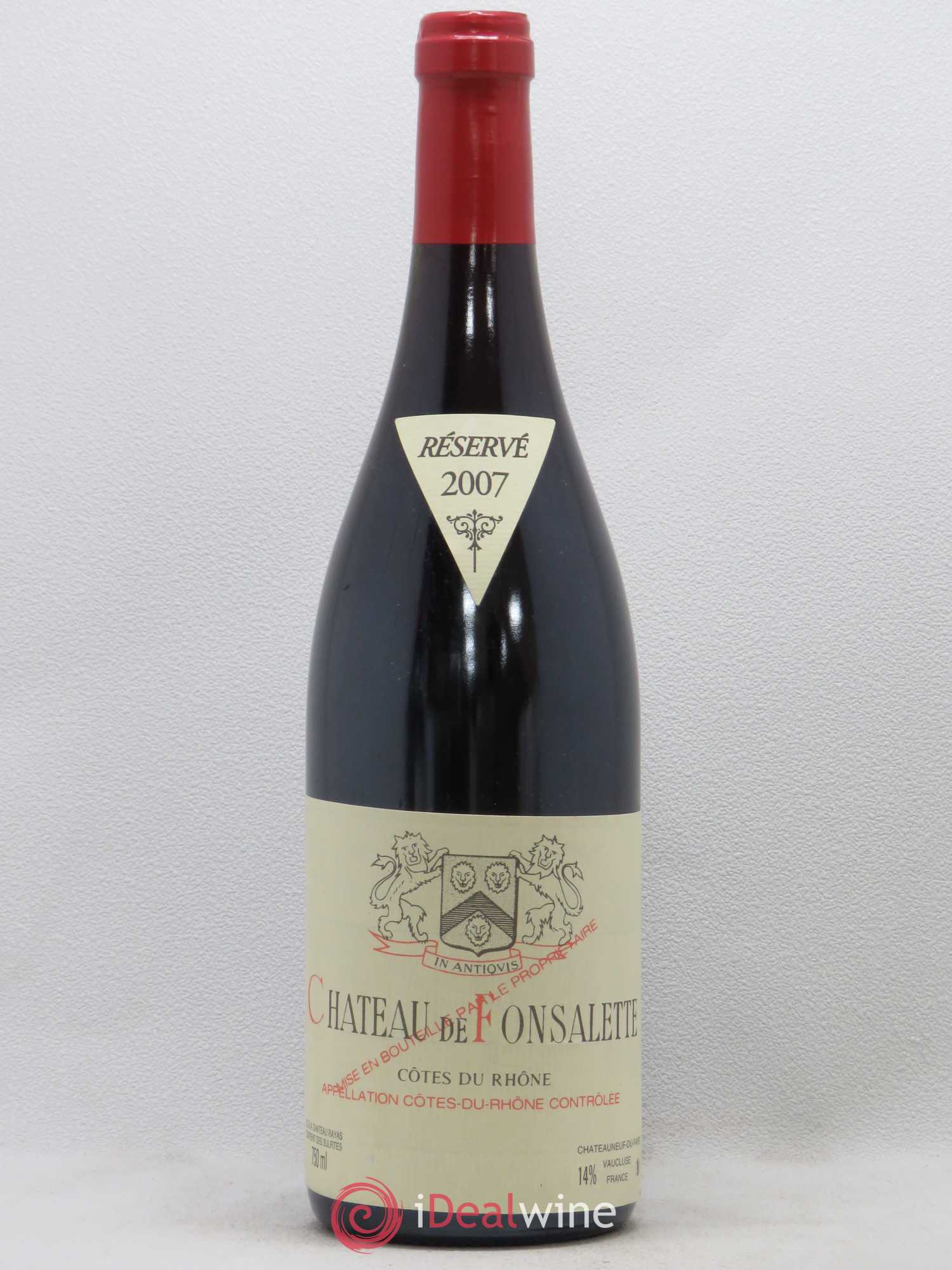 Côtes-du-Rhône Château de Fonsalette Emmanuel Reynaud 2007 - Lot de 1 bouteille - 0