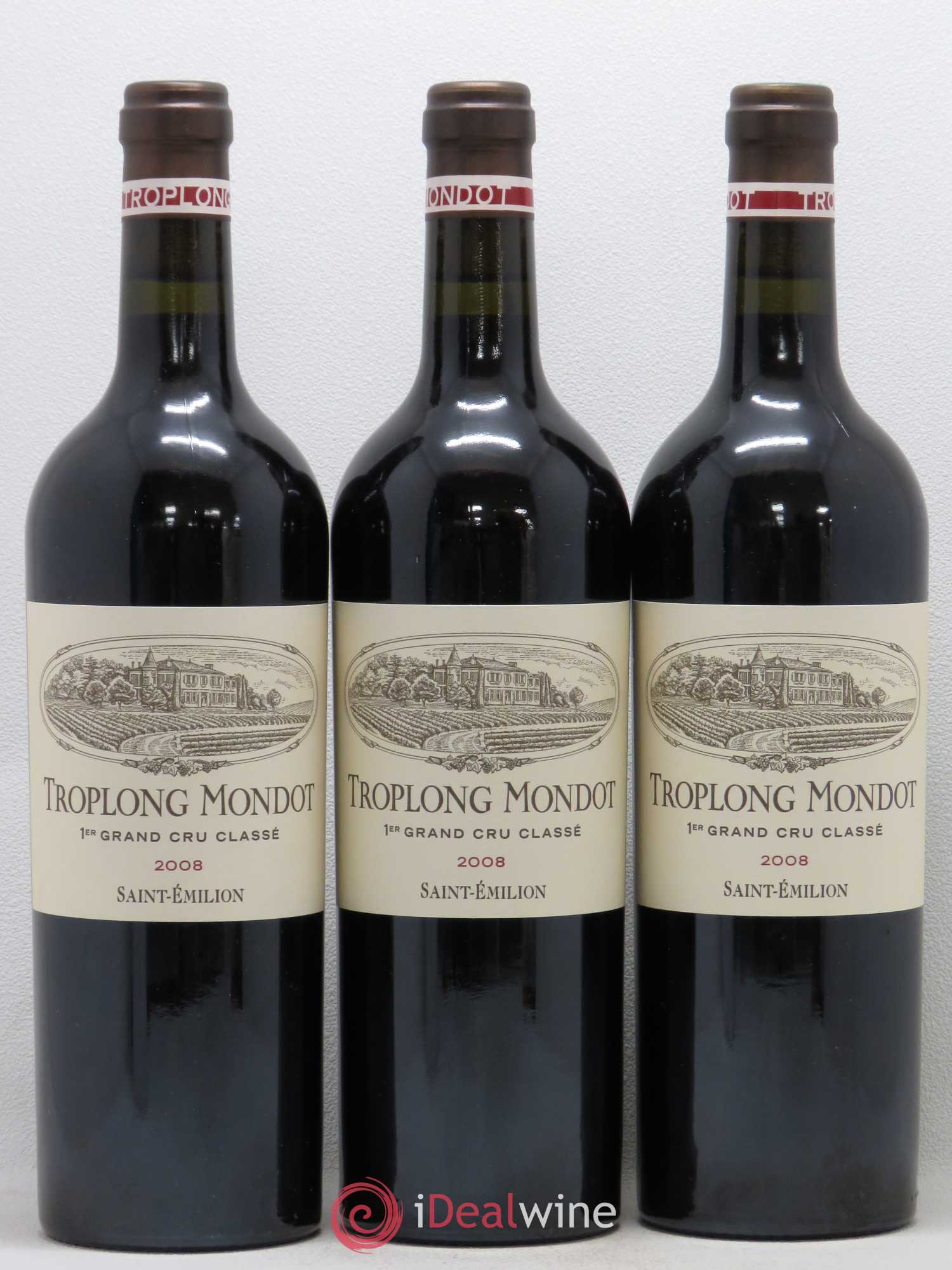 Château Troplong Mondot 1er Grand Cru Classé B 2008 - Lot de 3 bouteilles - 0