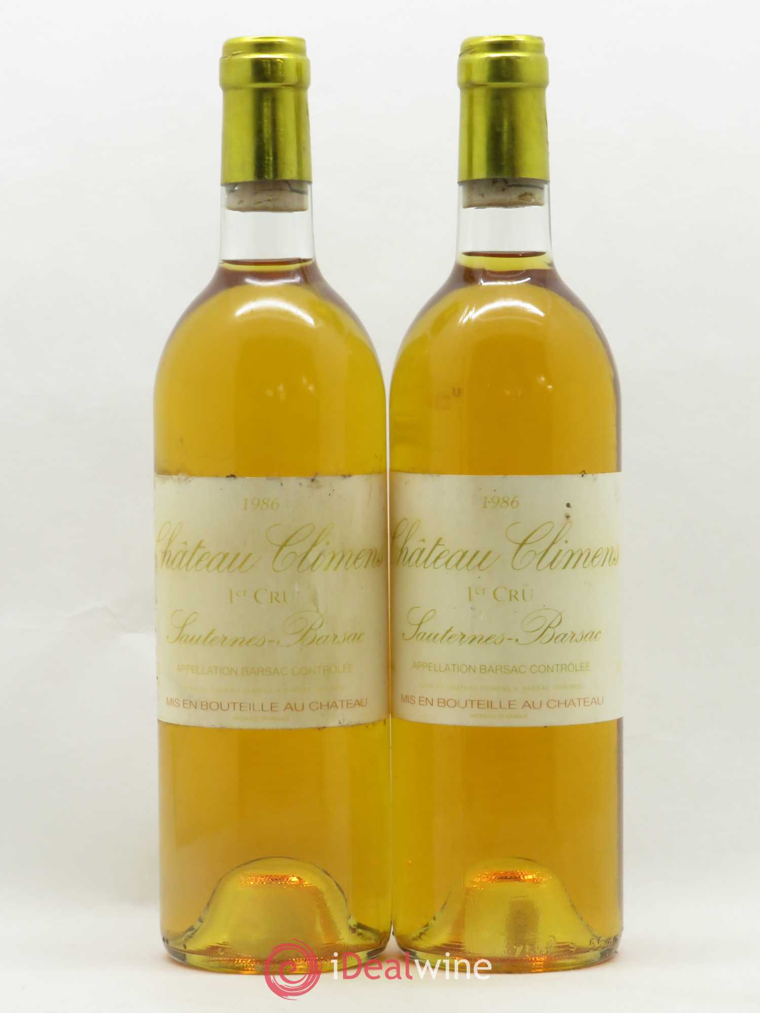 Château Climens 1er Grand Cru Classé 1986 - Lotto di 2 bottiglie - 0