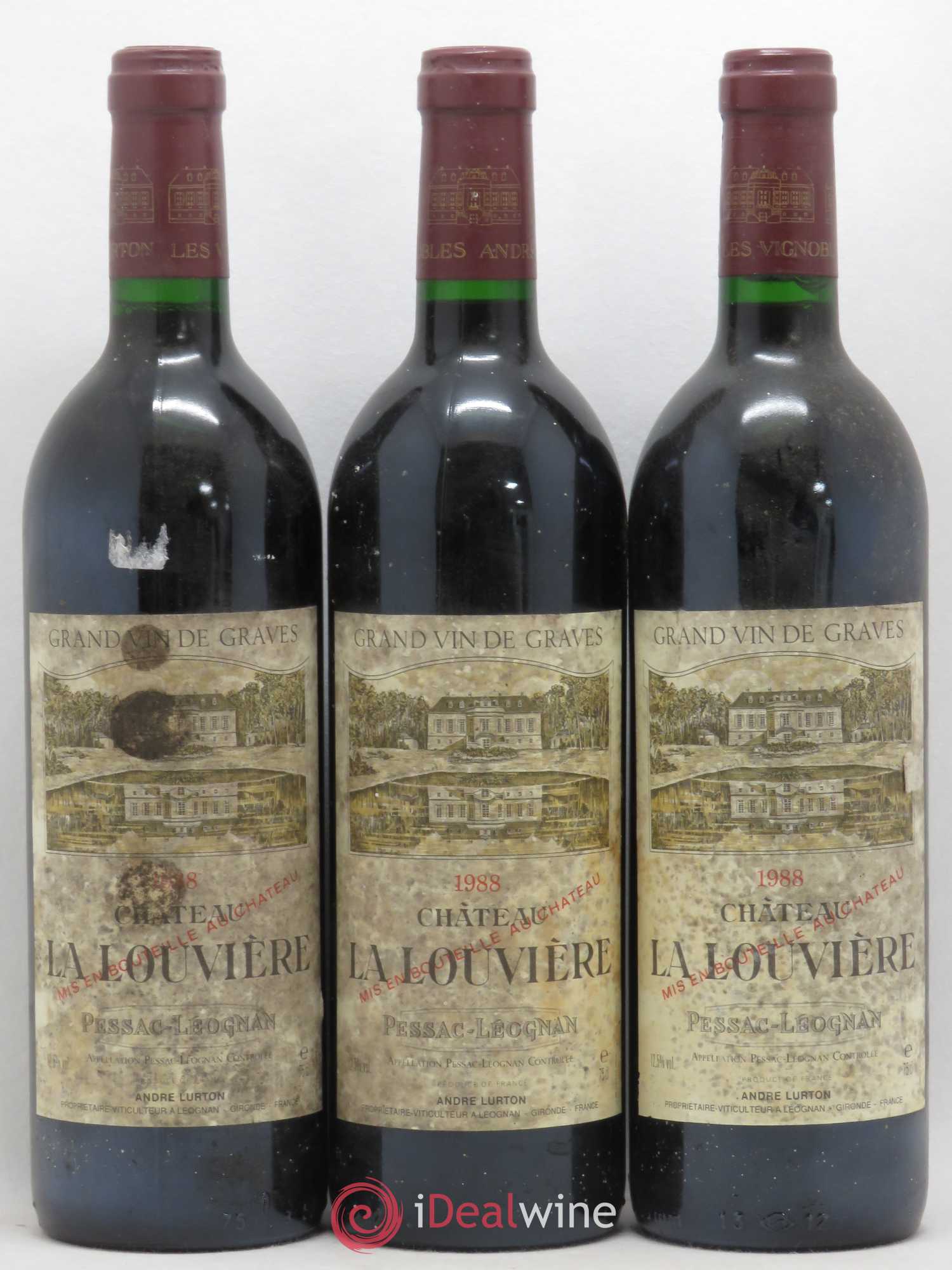 Château la Louvière 1988 - Lot de 3 bouteilles - 0