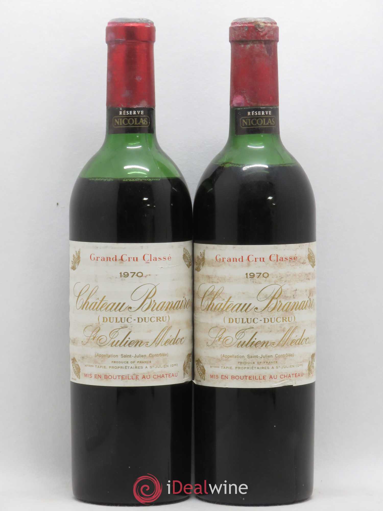 Château Branaire Ducru 4ème Grand Cru Classé 1970 - Lot de 2 bouteilles - 0