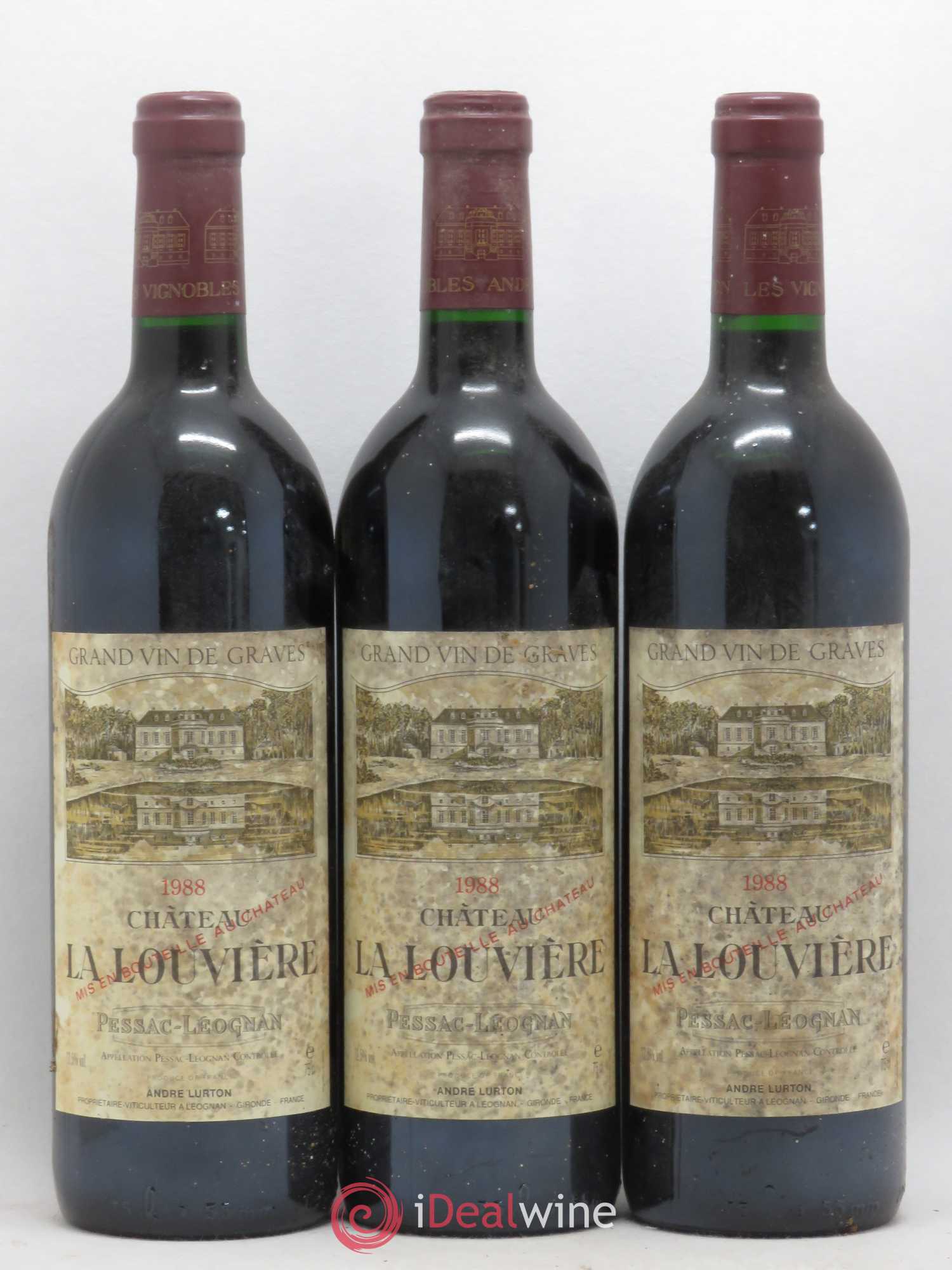 Château la Louvière 1988 - Lot de 3 bouteilles - 0