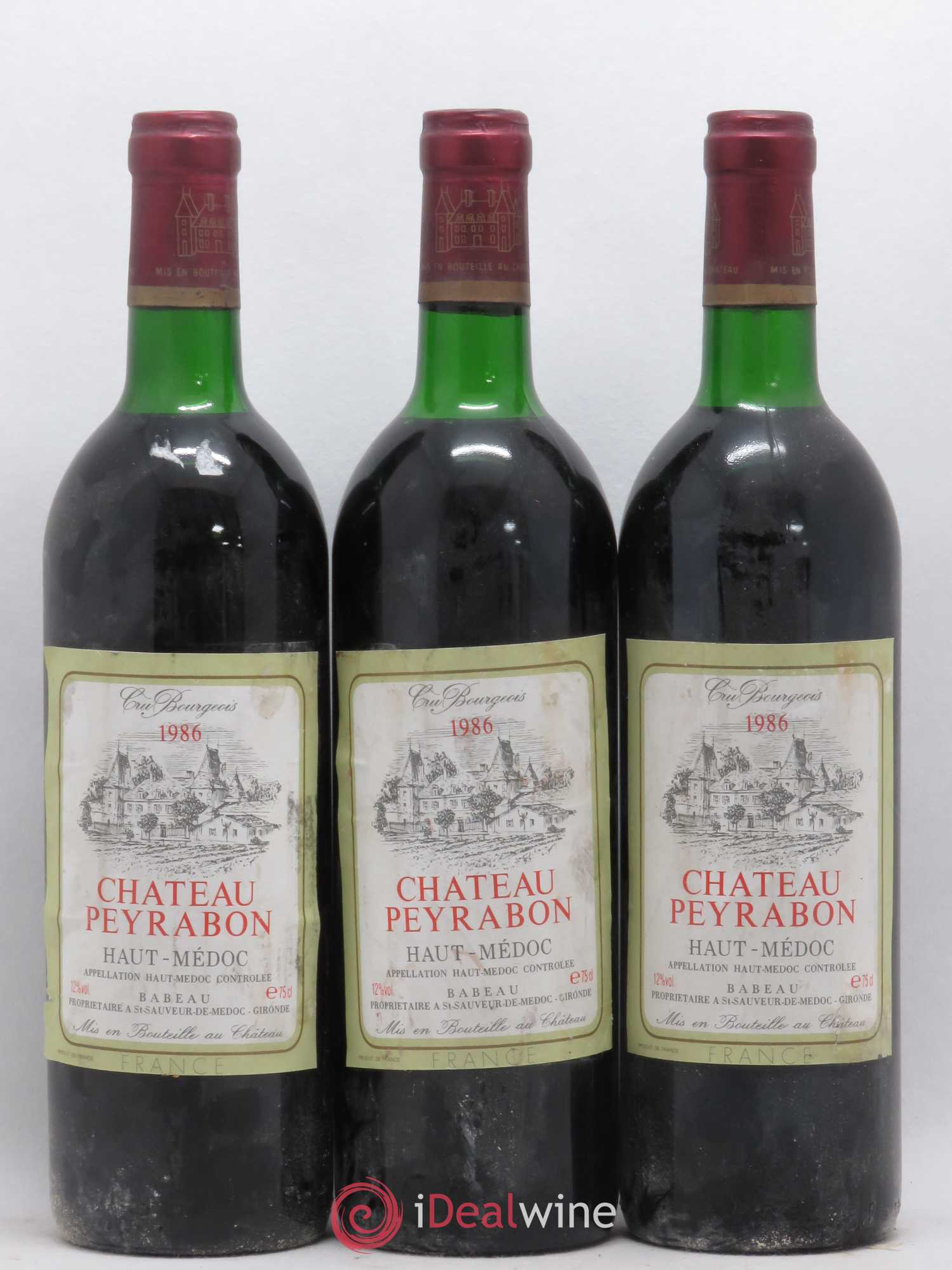 Château Peyrabon Cru Bourgeois 1986 - Lot de 3 bouteilles - 0