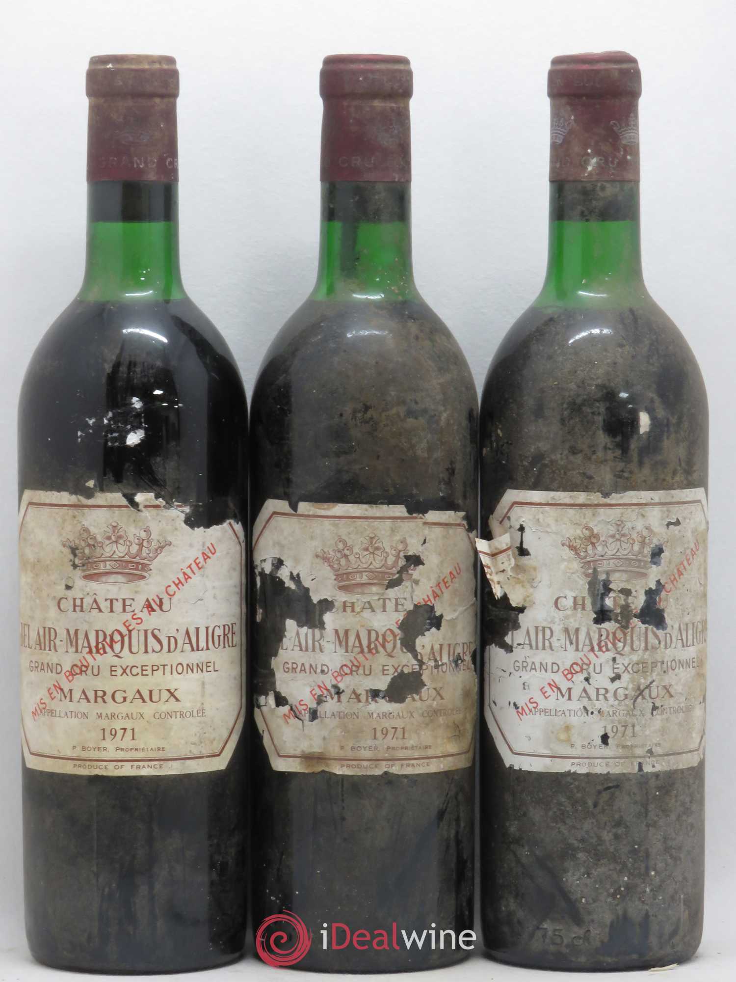 Château Bel Air Marquis d'Aligre 1971 - Lot de 3 bouteilles - 0