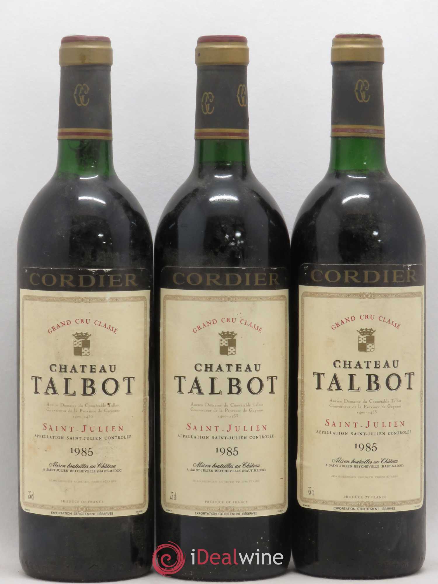 Château Talbot 4ème Grand Cru Classé 1985 - Lot de 3 bouteilles - 0