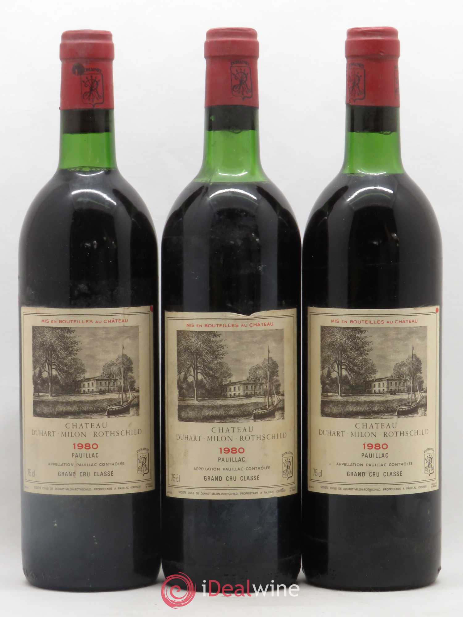 Château Duhart-Milon 4ème Grand Cru Classé 1980 - Lot de 3 bouteilles - 0
