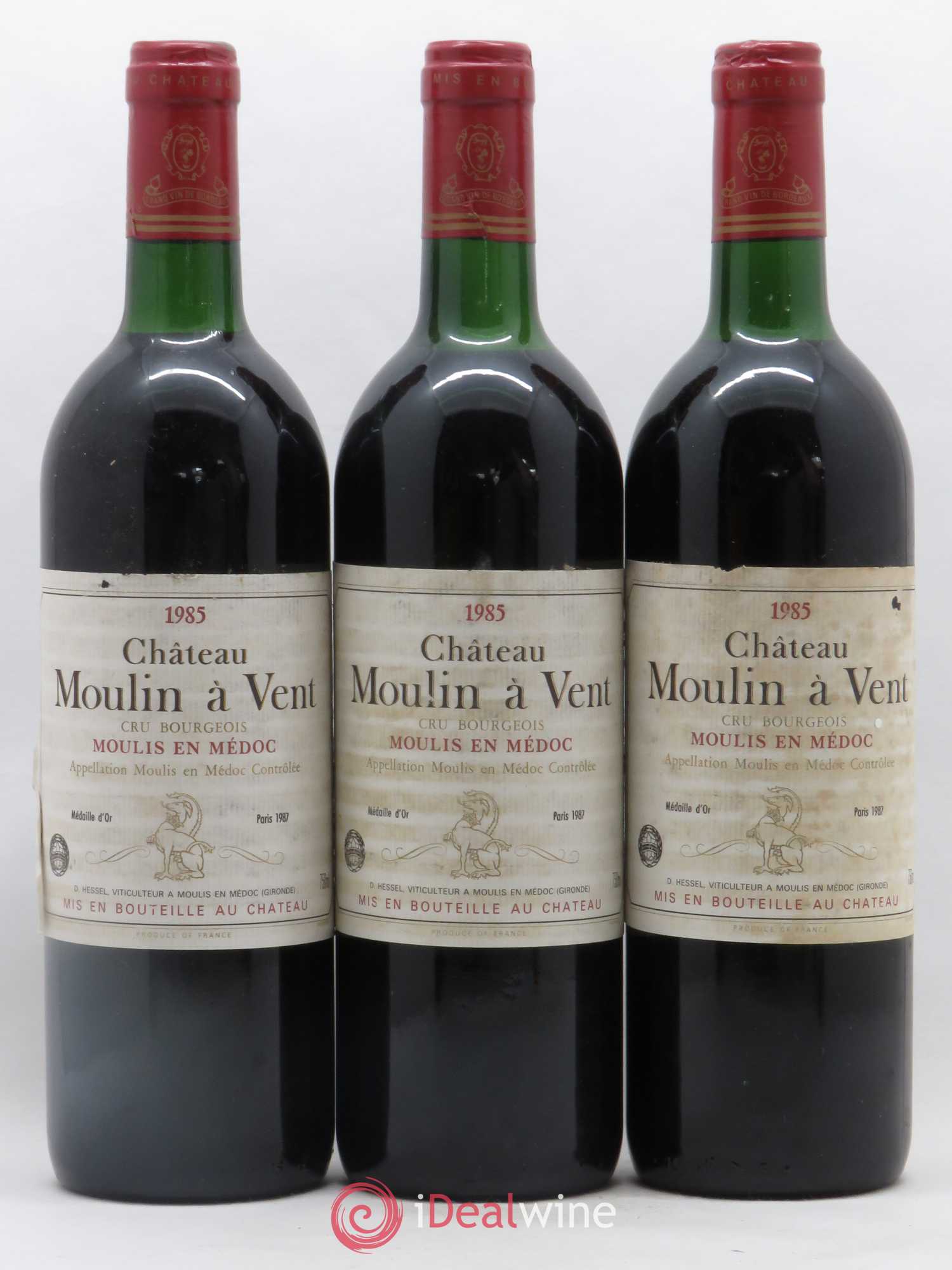 Château Moulin à Vent Cru Bourgeois 1985 - Lot de 3 bouteilles - 0
