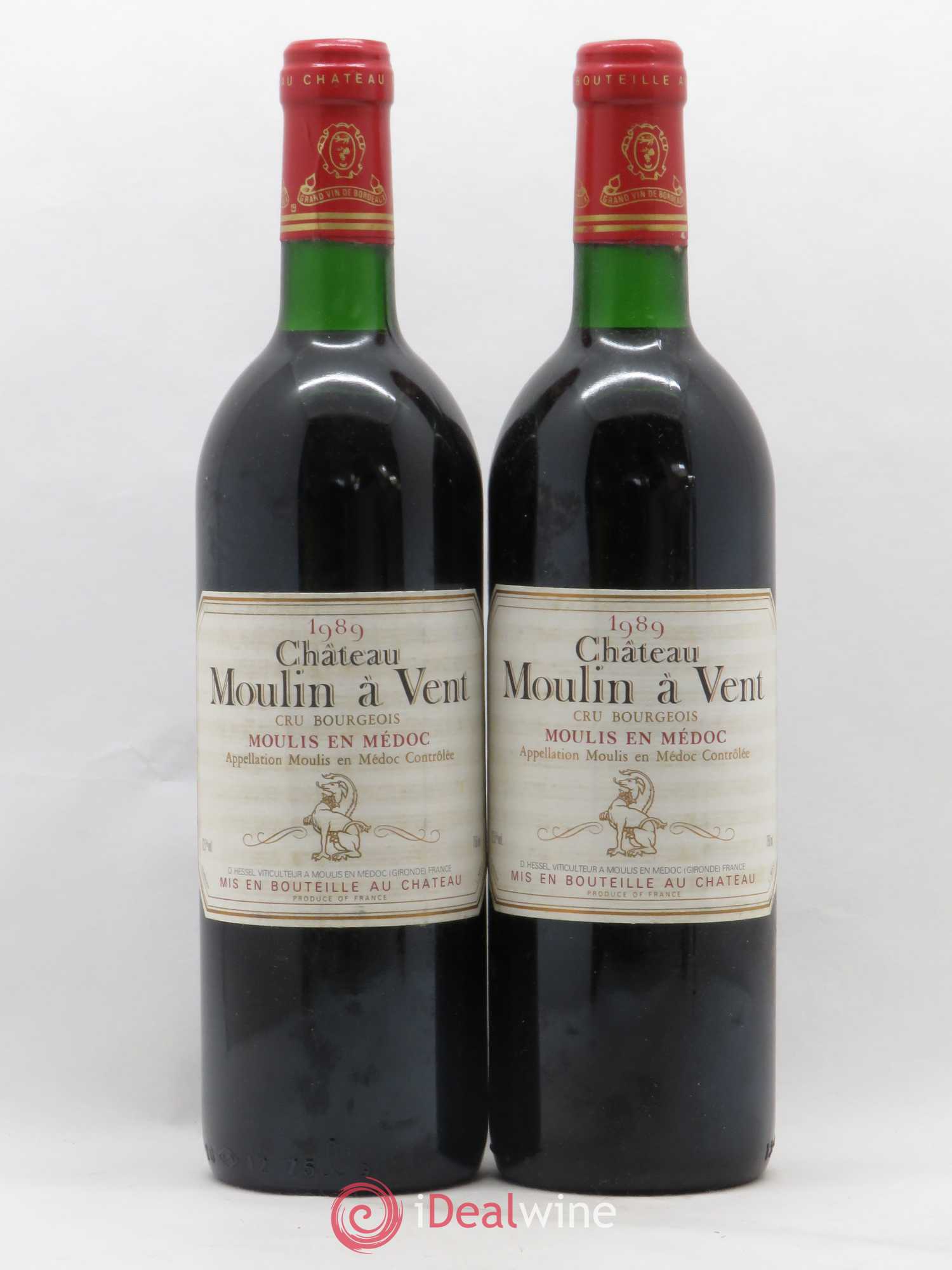Château Moulin à Vent Cru Bourgeois 1989 - Lot de 2 bouteilles - 0