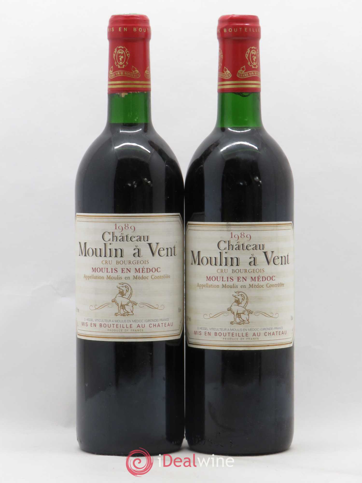 Château Moulin à Vent Cru Bourgeois 1989 - Lot de 2 bouteilles - 0
