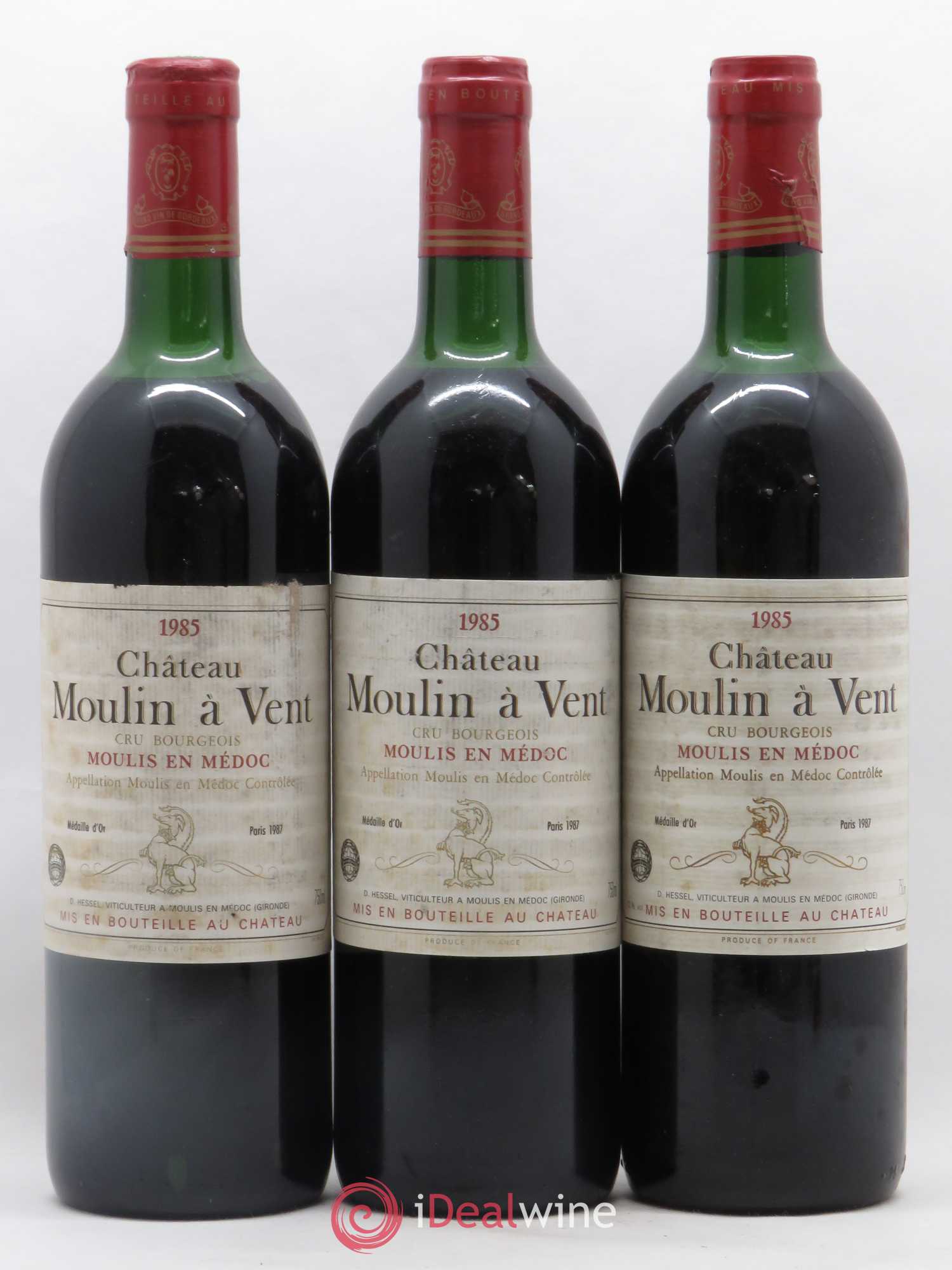 Château Moulin à Vent Cru Bourgeois 1985 - Lot de 3 bouteilles - 0
