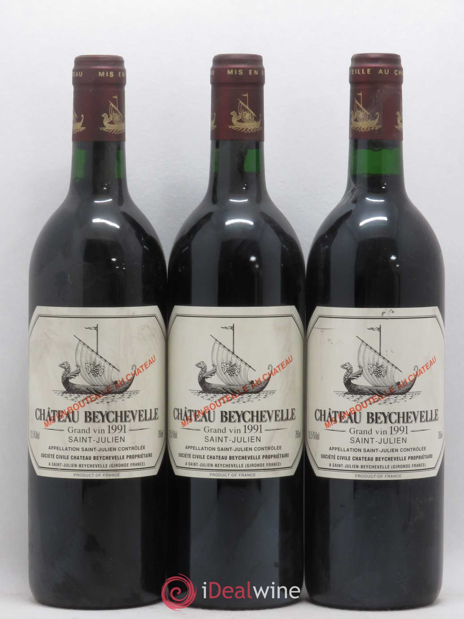 Château Beychevelle 4ème Grand Cru Classé 1991 - Lot de 3 bouteilles - 0