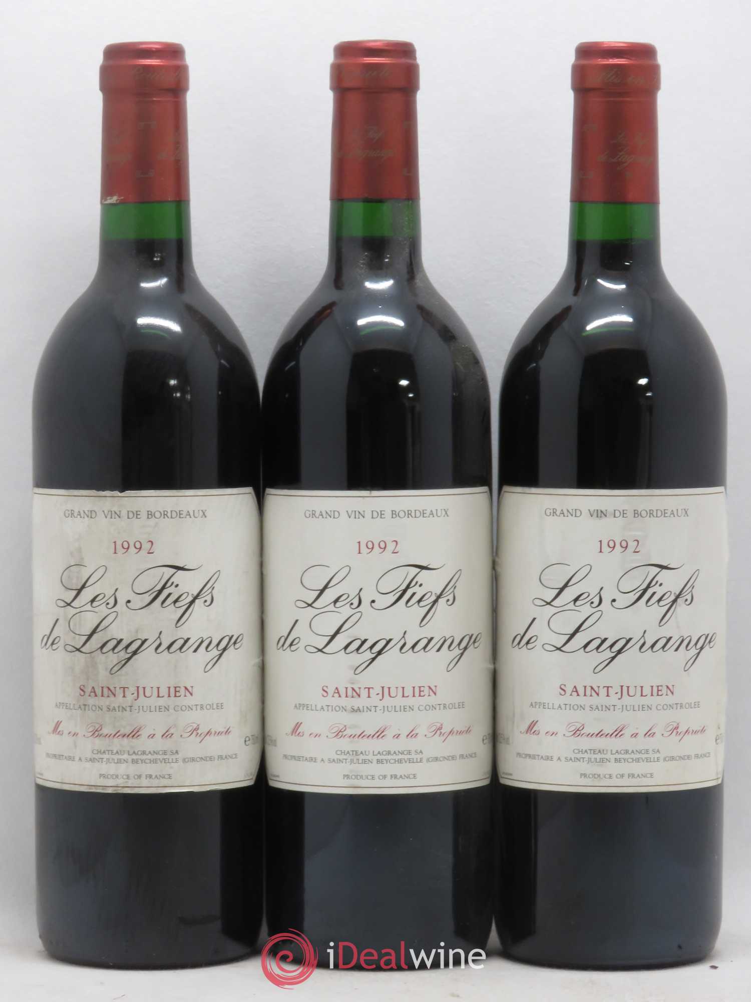 Les Fiefs de Lagrange Second Vin 1992 - Lot de 3 bouteilles - 0