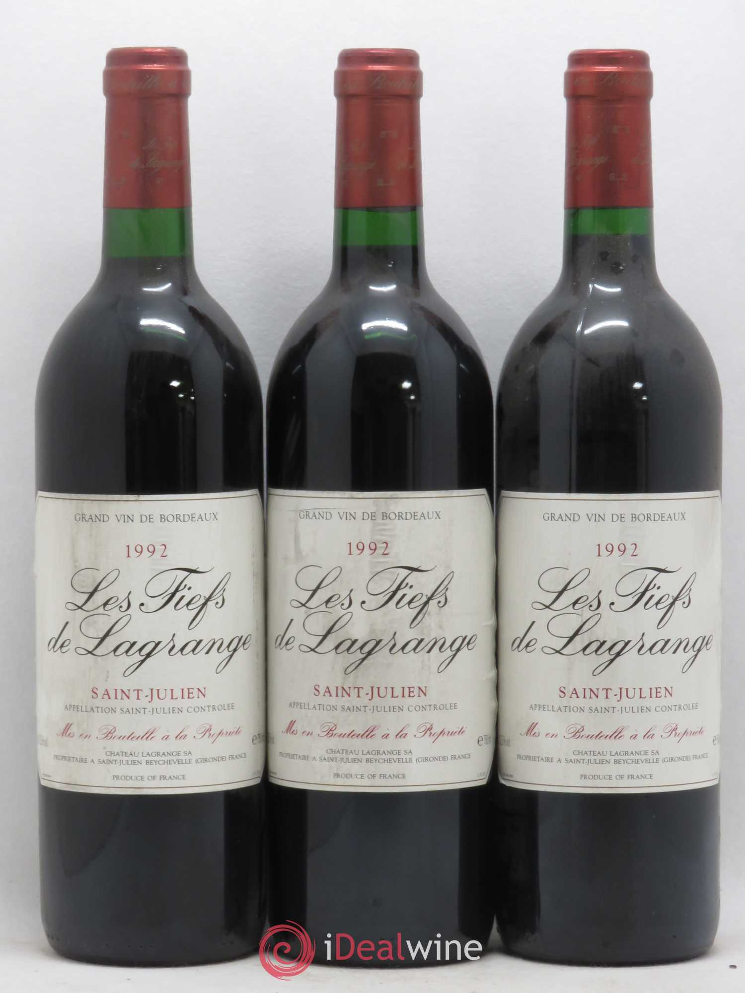 Les Fiefs de Lagrange Second Vin 1992 - Lot de 3 bouteilles - 0