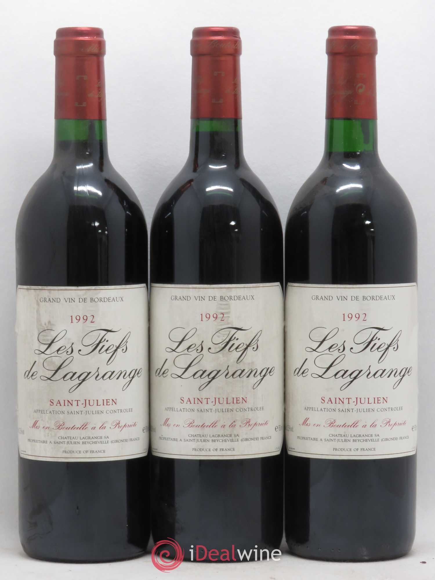 Les Fiefs de Lagrange Second Vin 1992 - Lot de 3 bouteilles - 0