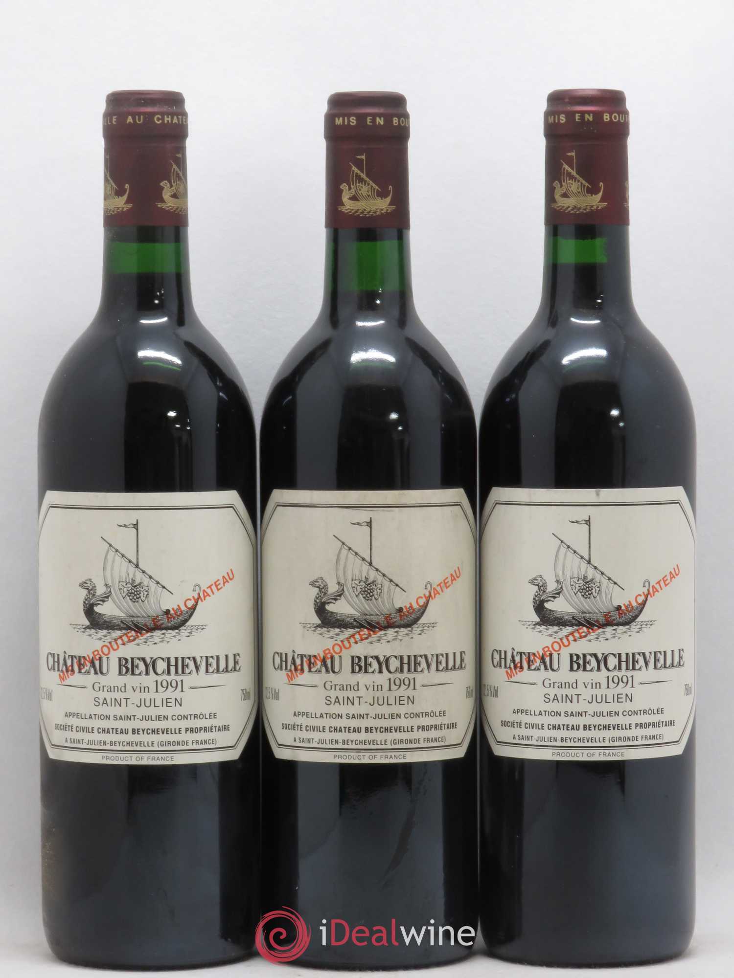 Château Beychevelle 4ème Grand Cru Classé 1991 - Lot de 3 bouteilles - 0
