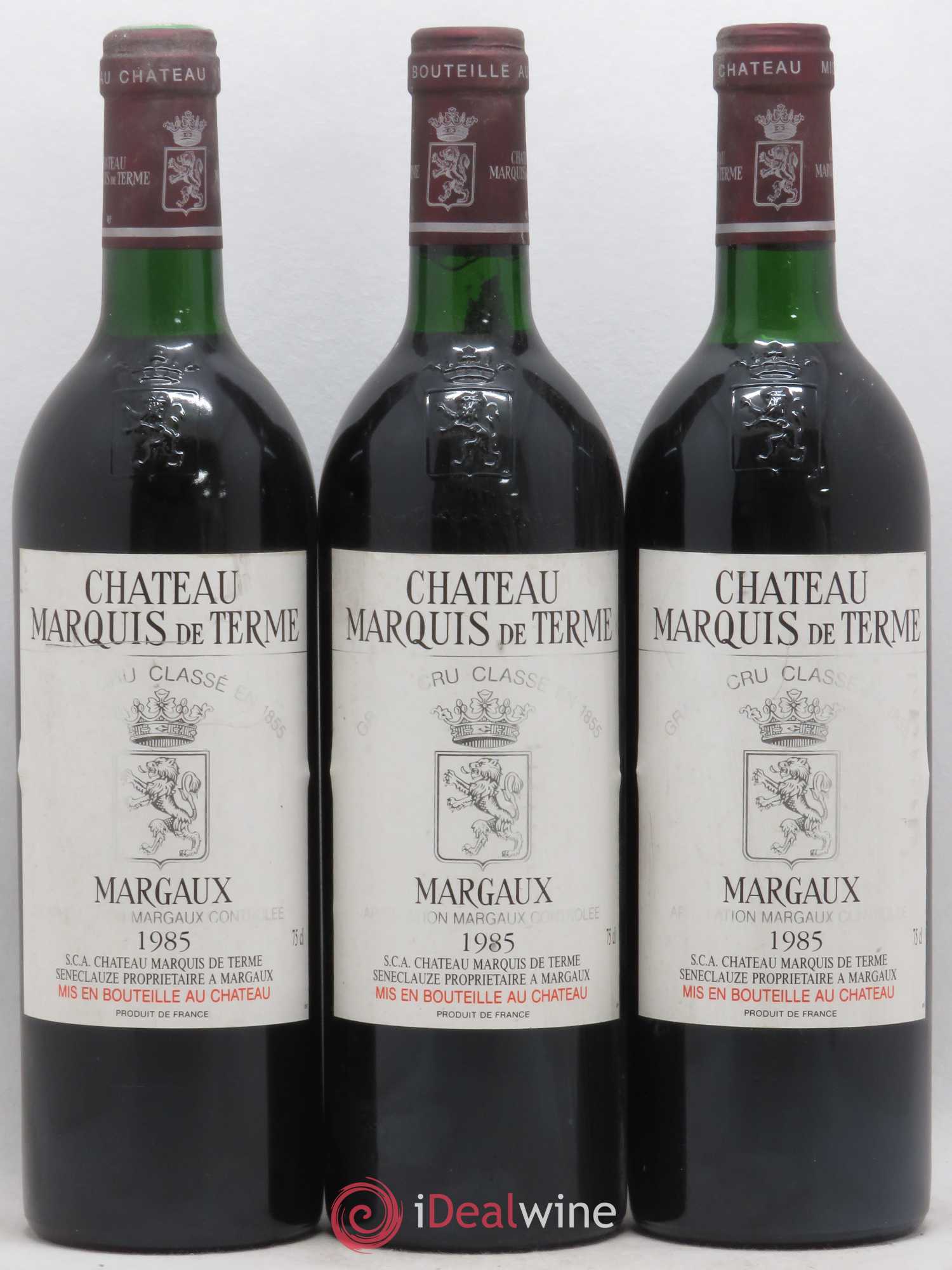 Château Marquis de Terme 4ème Grand Cru Classé 1985 - Lot de 3 bouteilles - 0