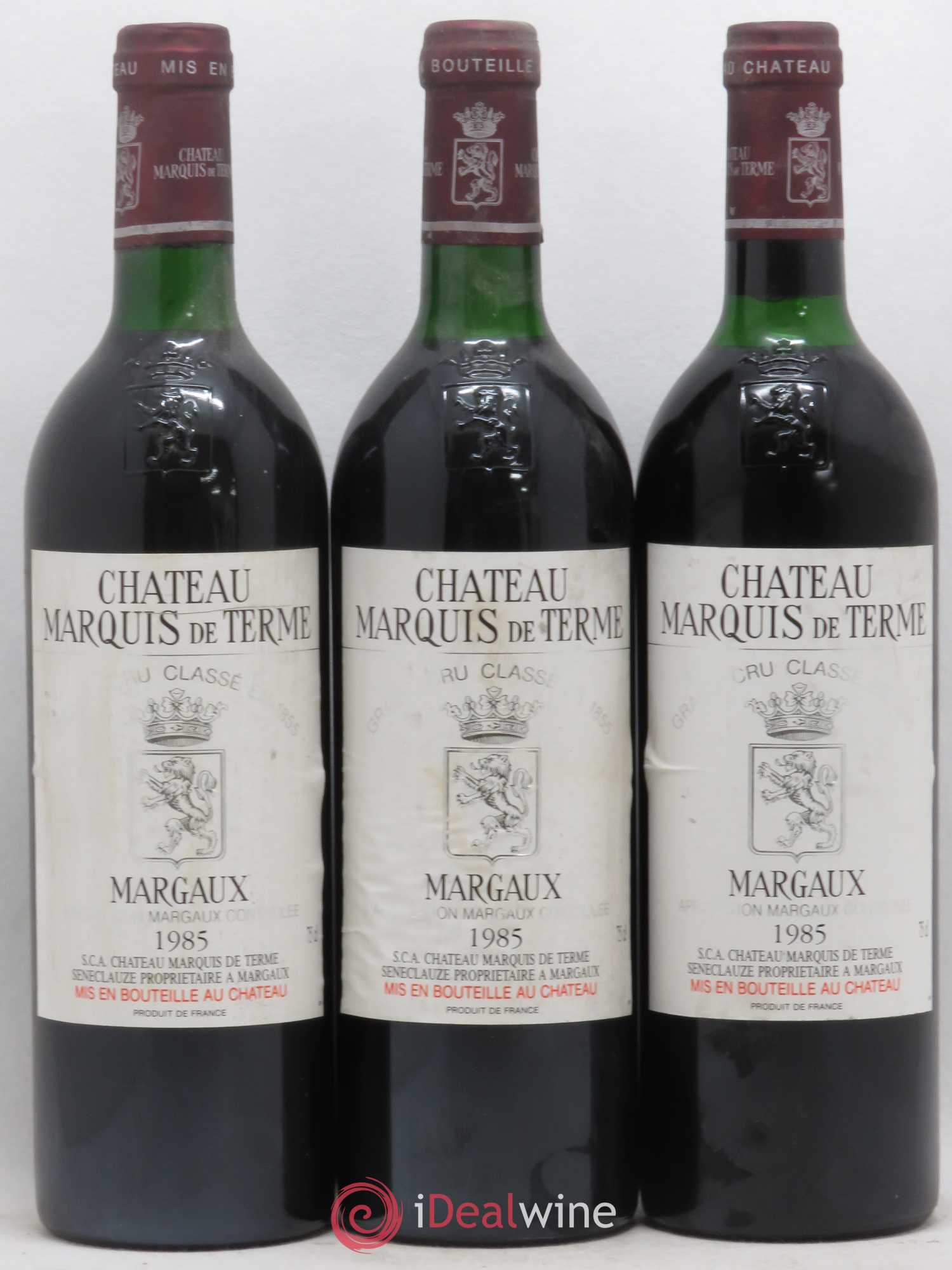 Château Marquis de Terme 4ème Grand Cru Classé 1985 - Lot de 3 bouteilles - 0