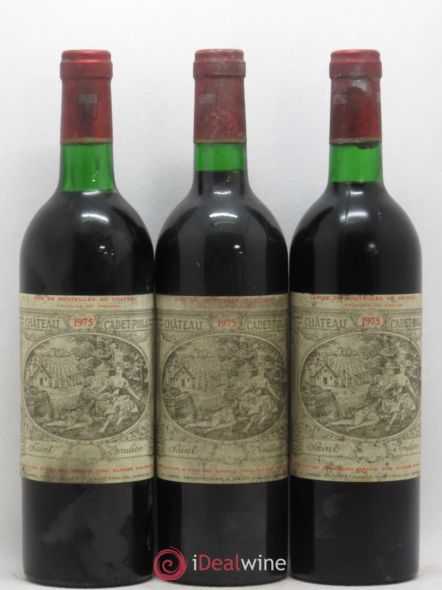 Château Cadet Piola Grand Cru Classé 1975 - Lot de 3 bouteilles - 0