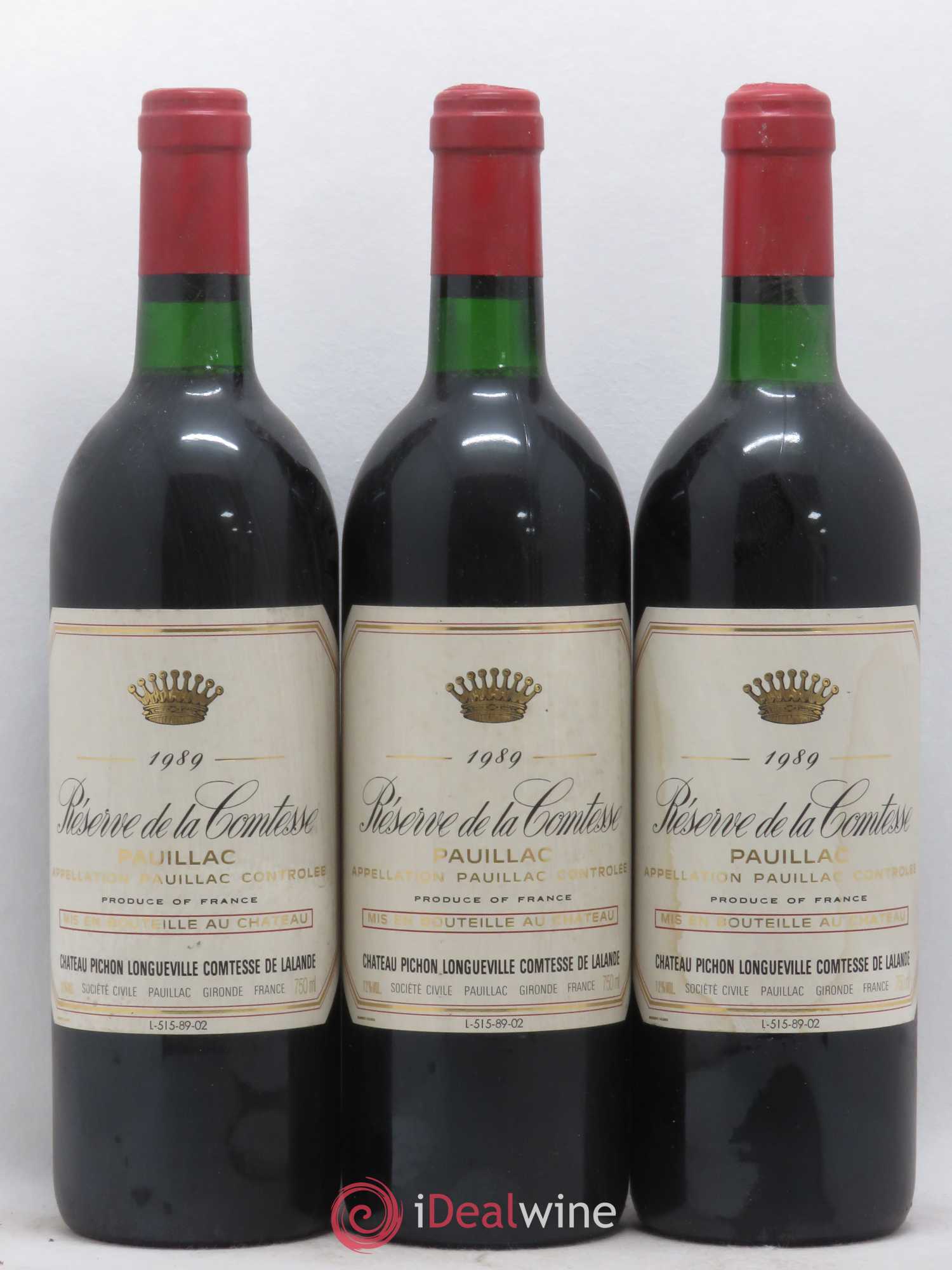 Réserve de la Comtesse Second Vin 1989 - Lot de 3 bouteilles - 0