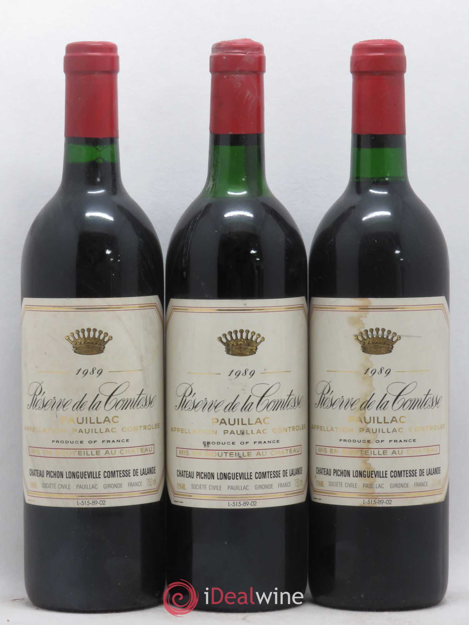 Réserve de la Comtesse Second Vin 1989 - Lot de 3 bouteilles - 0