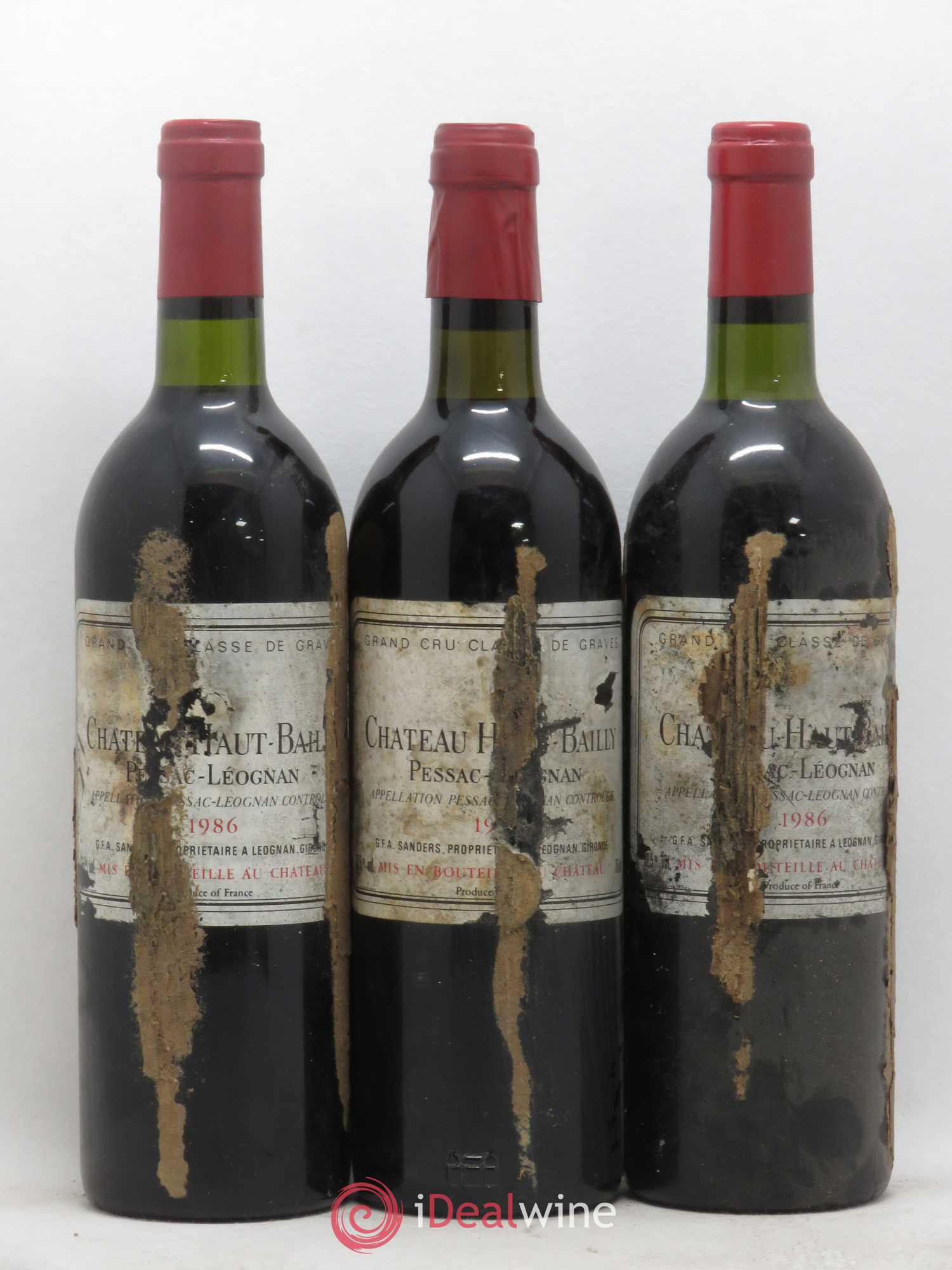 Château Haut-Bailly Cru Classé de Graves 1986 - Lot de 3 bouteilles - 0