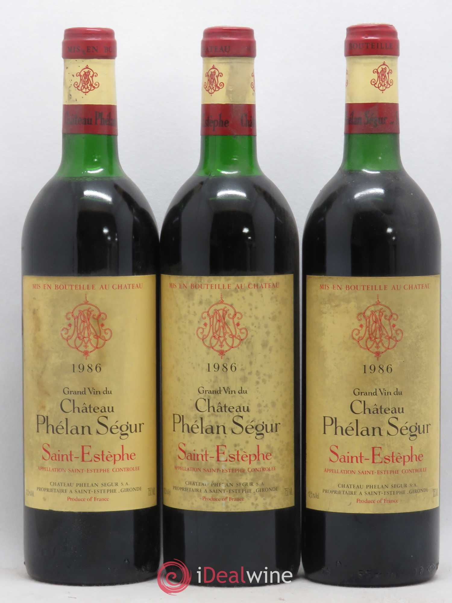 Château Phélan Ségur 1986 - Lot de 3 bouteilles - 0