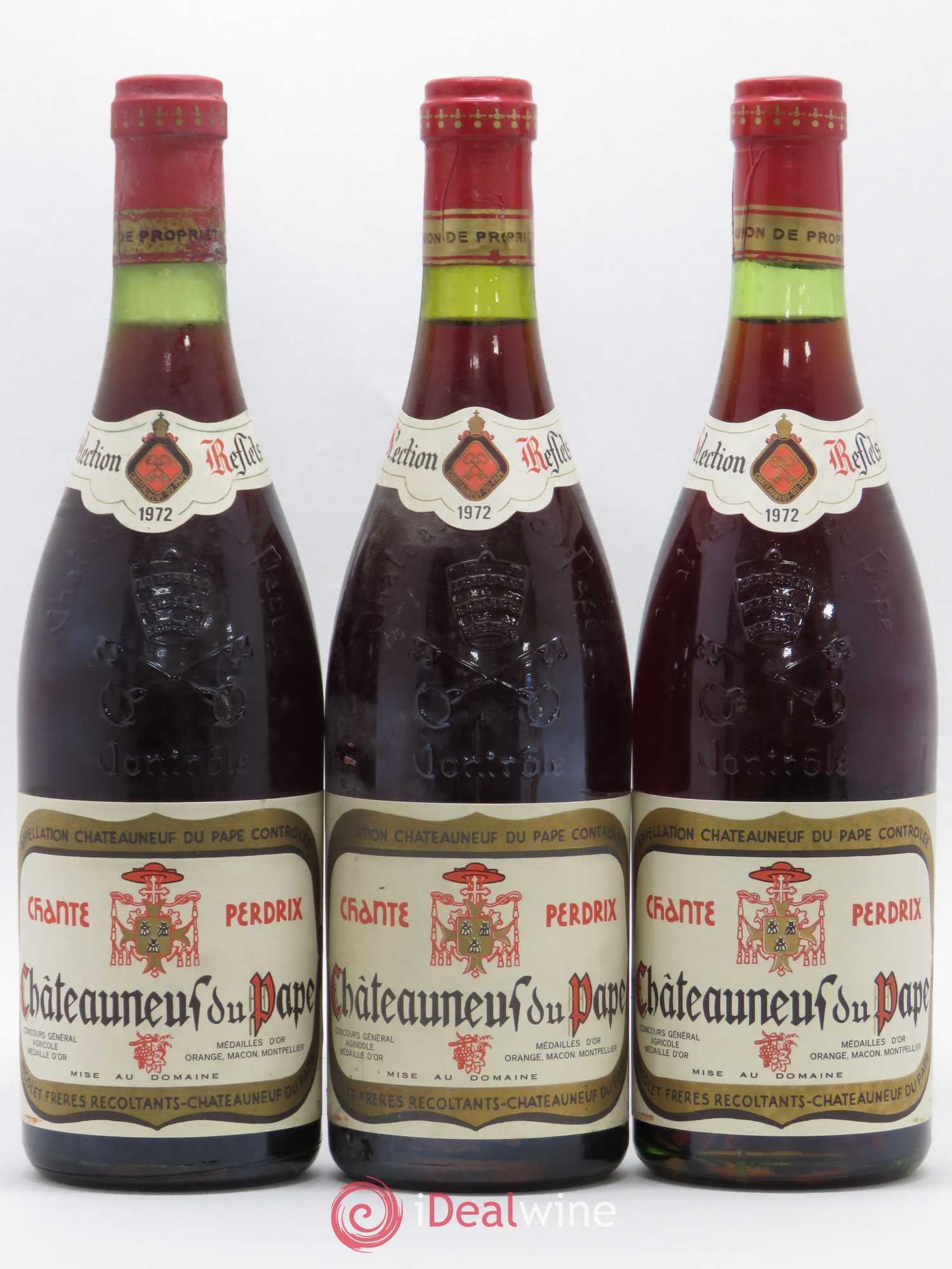 Châteauneuf-du-Pape Chante Perdrix 1972 - Lot de 3 bouteilles - 0