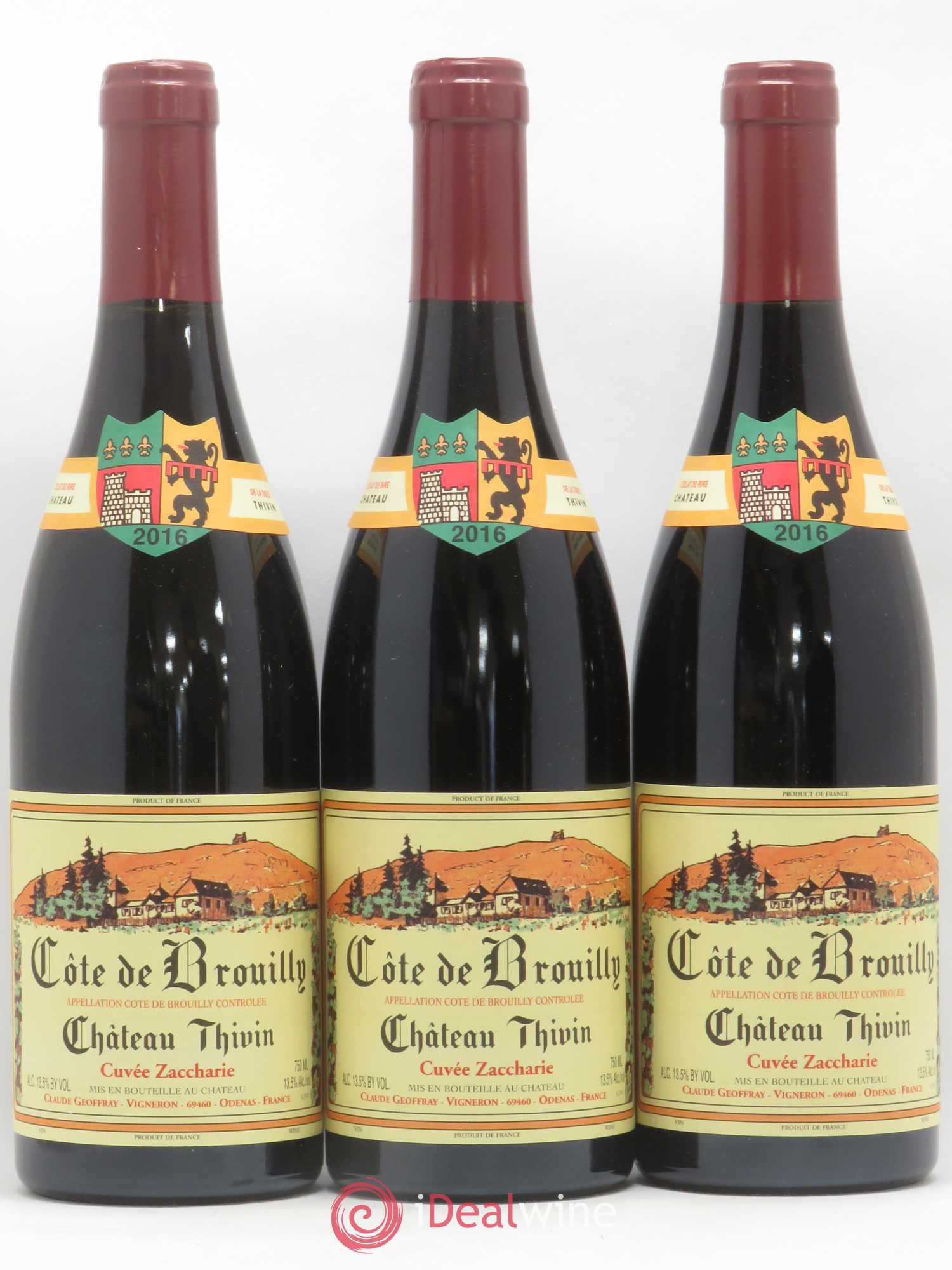 Côte de Brouilly Cuvée Zaccharie Château Thivin 2016 - Lot de 3 bouteilles - 0