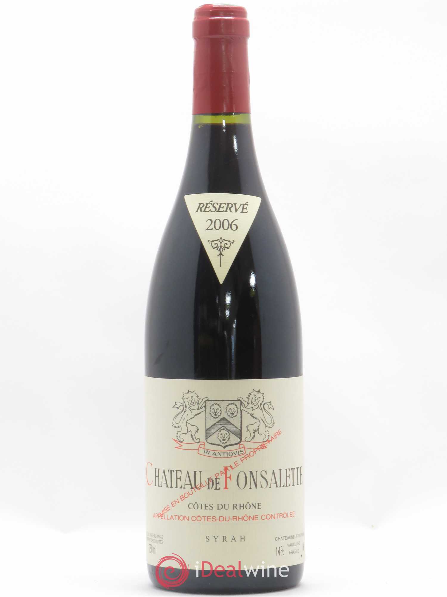 Côtes-du-Rhône Cuvée Syrah Château de Fonsalette 2006 - Lot de 1 bouteille - 0