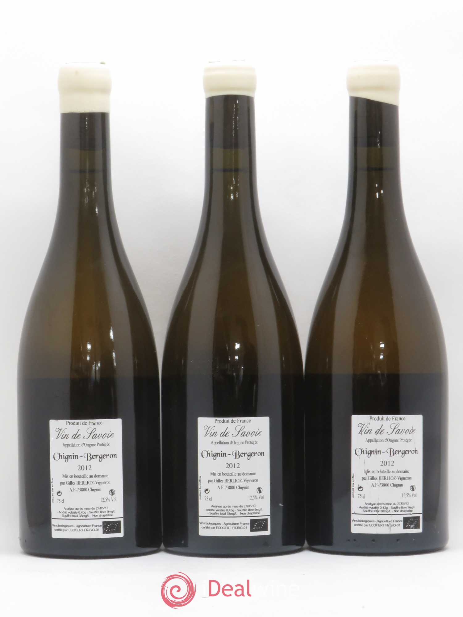 Vin de Savoie Chignin-Bergeron Les Fripons Gilles Berlioz 2012 - Lot of 3 bottles - 1