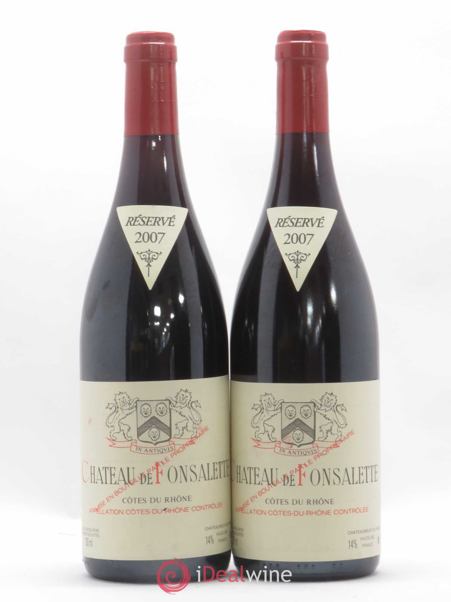 Côtes-du-Rhône Château de Fonsalette Emmanuel Reynaud 2007 - Lot de 2 bouteilles - 0