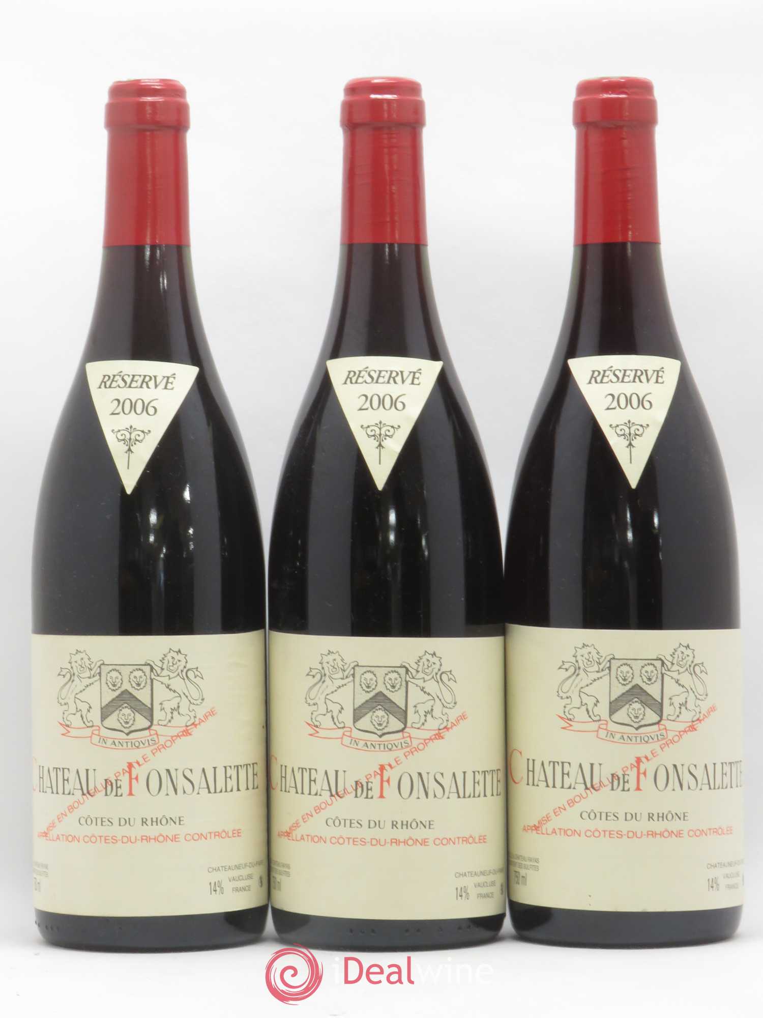 Côtes-du-Rhône Château de Fonsalette Emmanuel Reynaud 2006 - Lot de 3 bouteilles - 0