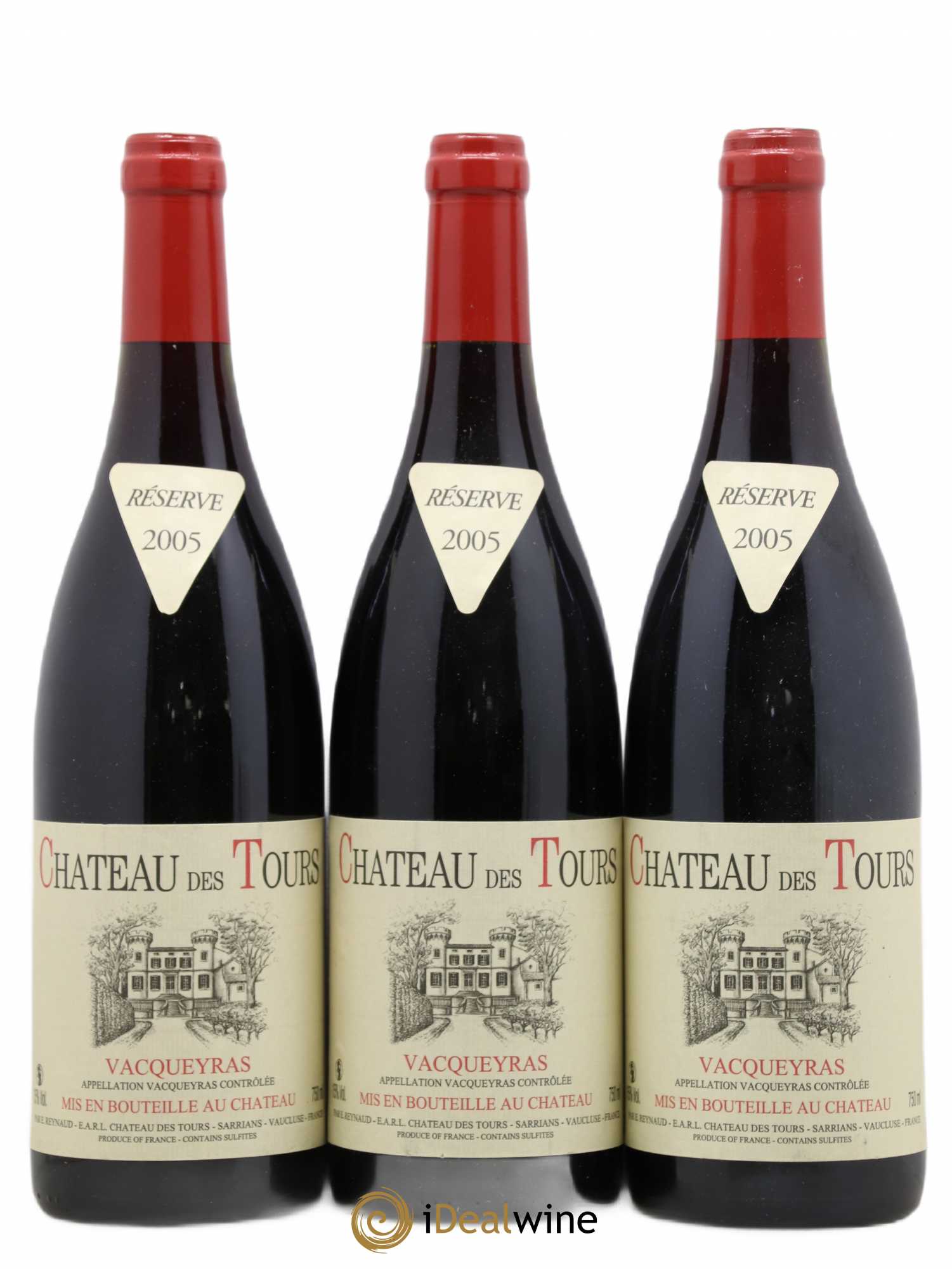 Vacqueyras Château des Tours Emmanuel Reynaud 2005 - Lot de 3 bouteilles - 0