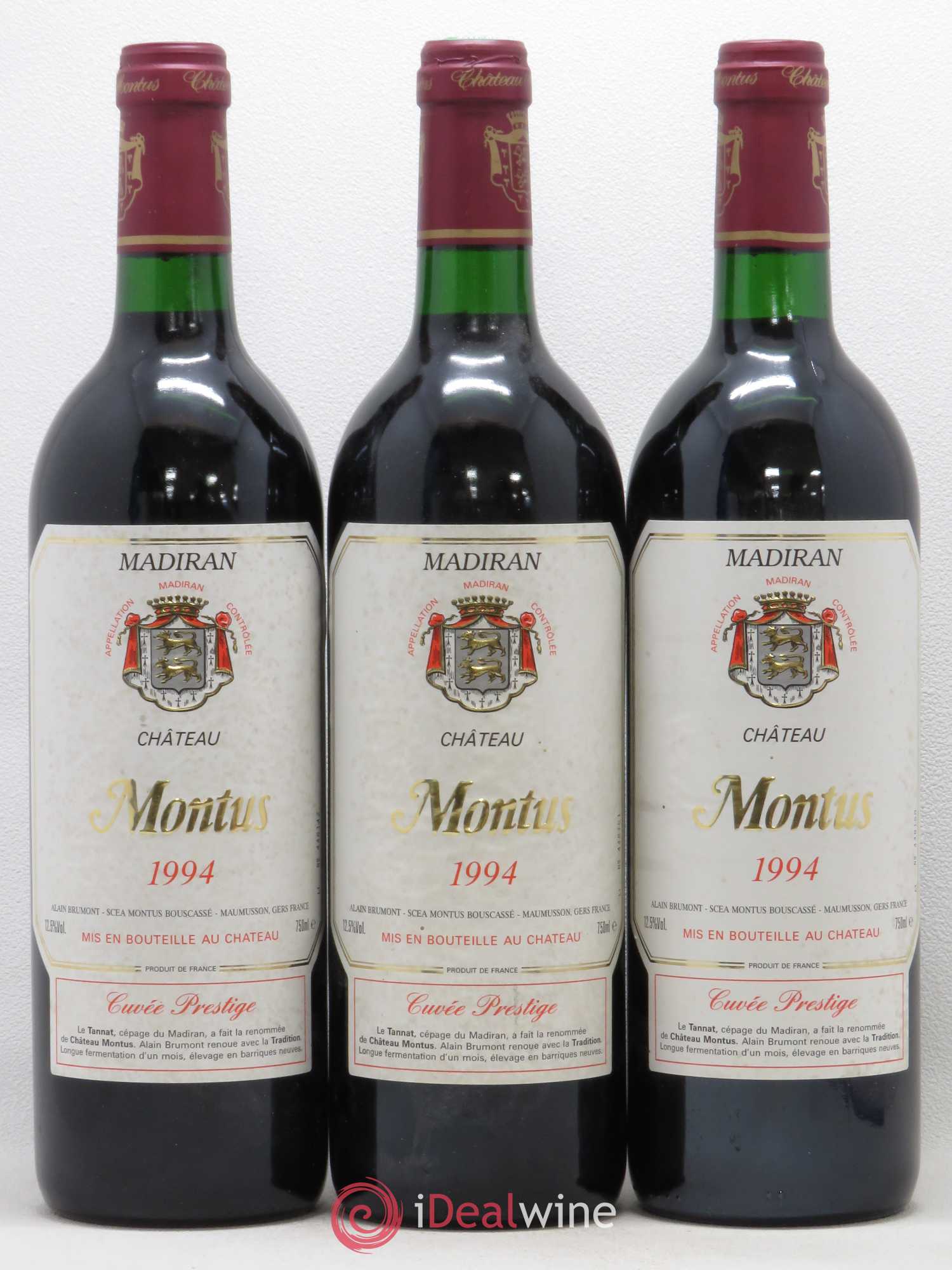 Madiran Château Montus-Prestige Alain Brumont (sans prix de réserve) 1994 - Lot de 3 bouteilles - 0