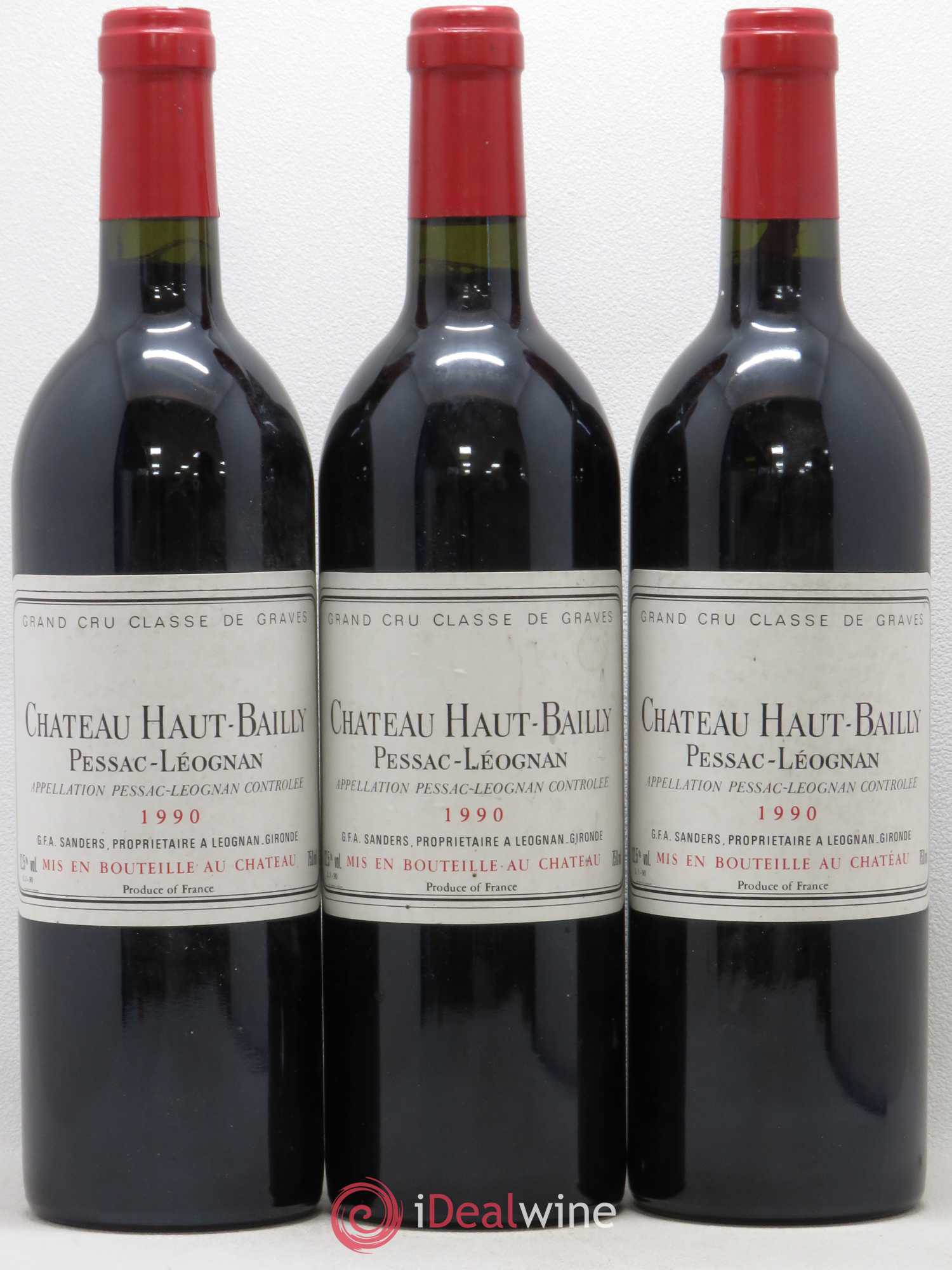 Château Haut-Bailly Cru Classé de Graves 1990 - Lot de 3 bouteilles - 0