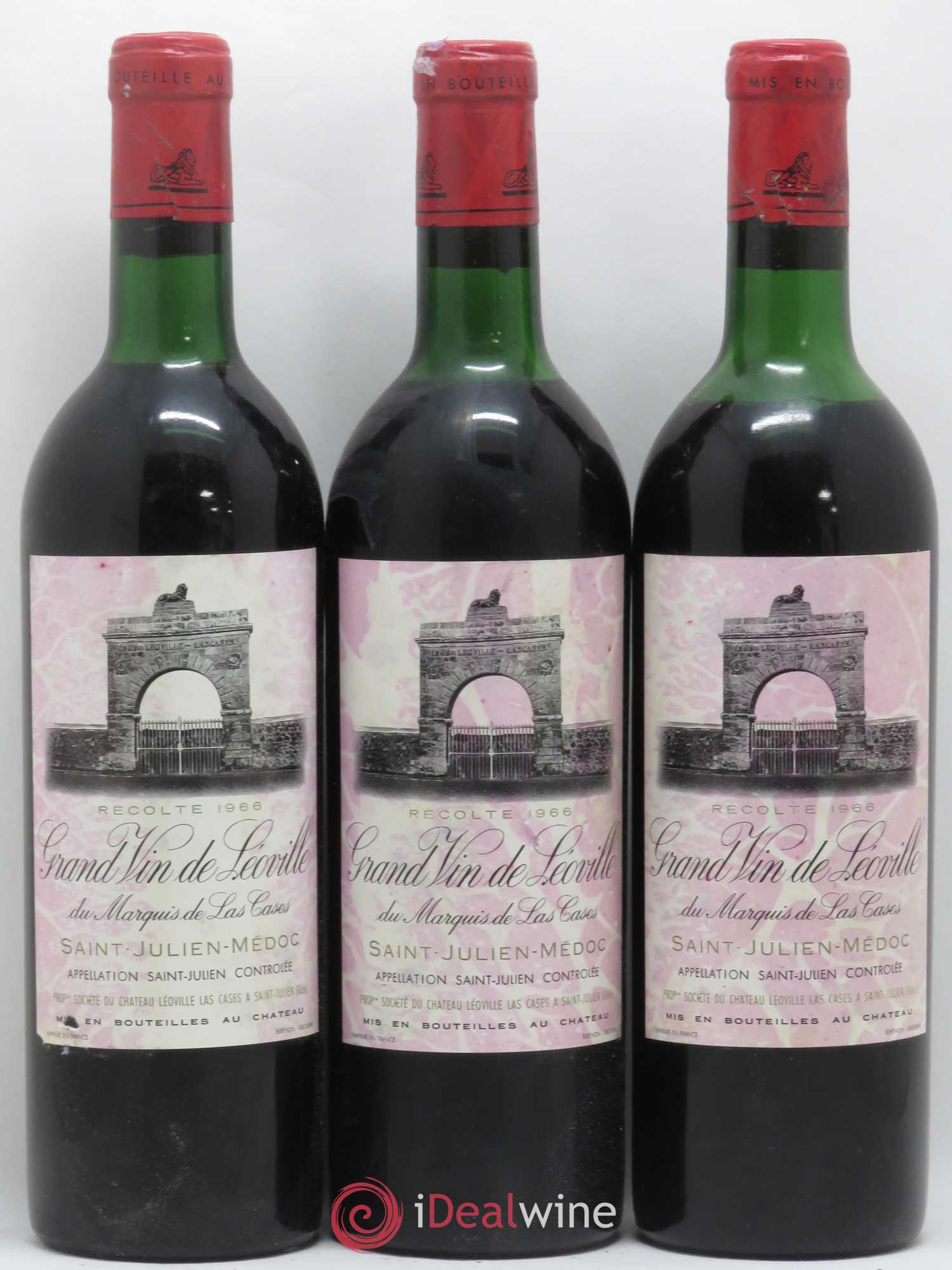 Château Léoville Las Cases 2ème Grand Cru Classé 1966 - Lot de 3 bouteilles - 0