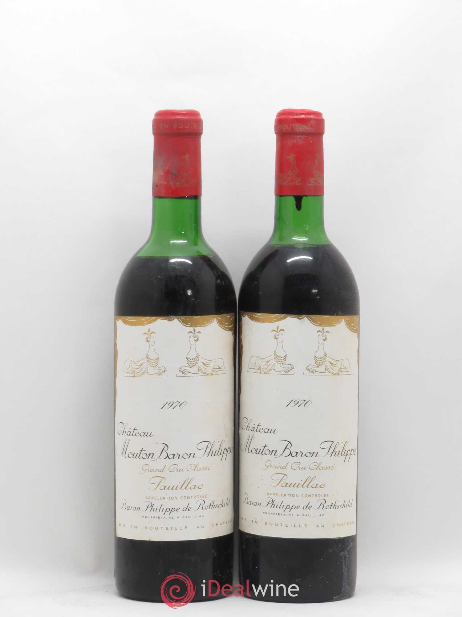 Château d' Armailhac - Mouton Baron(ne) Philippe 5ème Grand Cru Classé 1970 - Lot de 2 bouteilles - 0