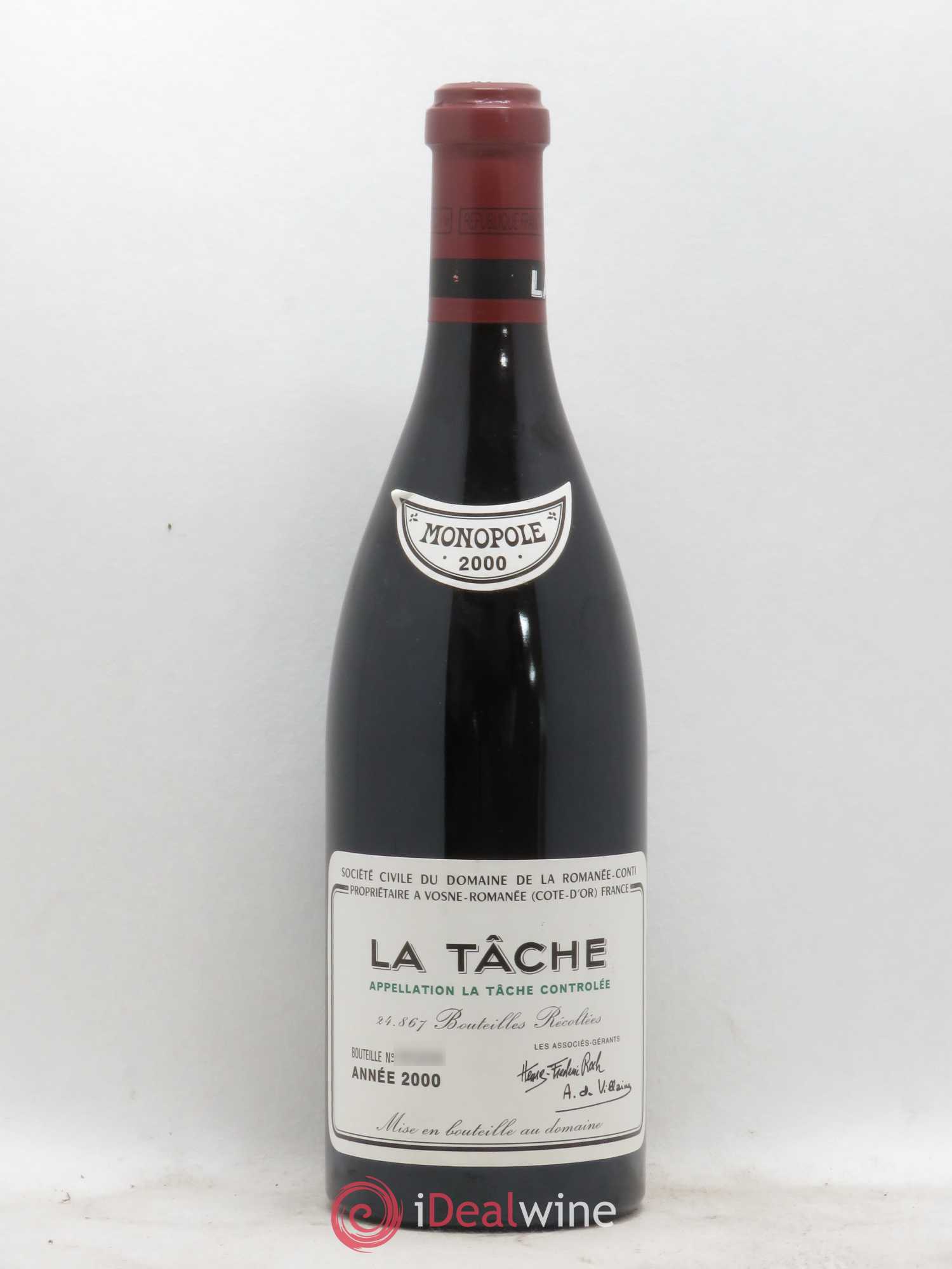 La Tâche Grand Cru Domaine de la Romanée-Conti 2000 - Lot de 1 bouteille - 0